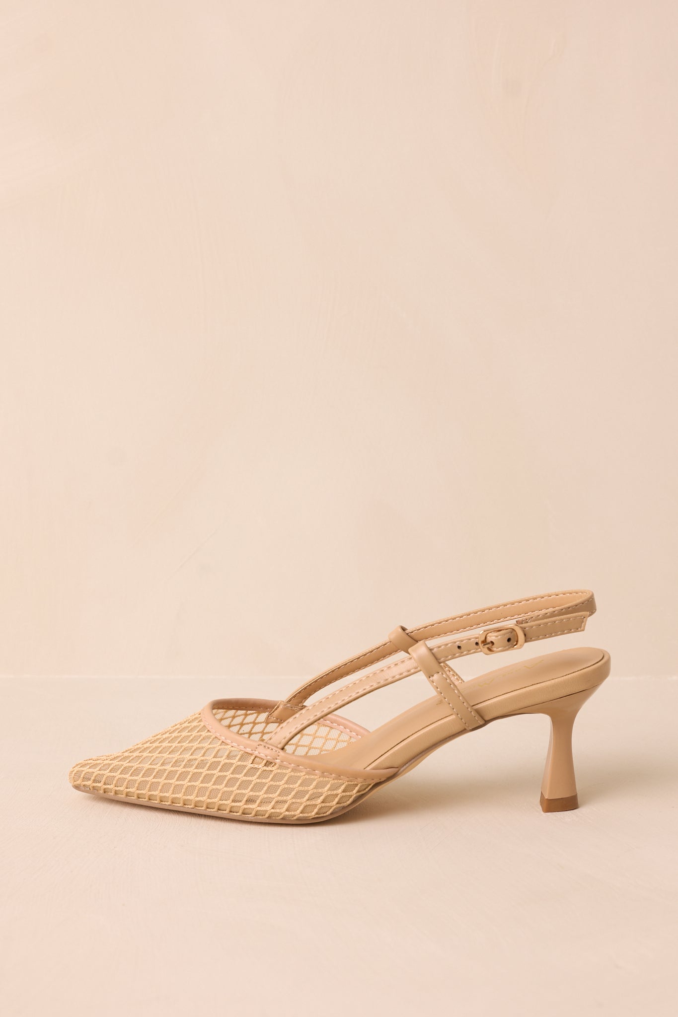 Willow’s Secret Beige Mesh Slingback Kitten Heels