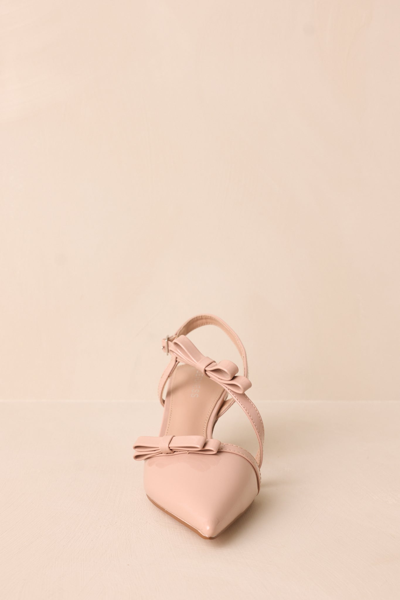 Take A Walk Beige Bow Slingback Kitten Heels