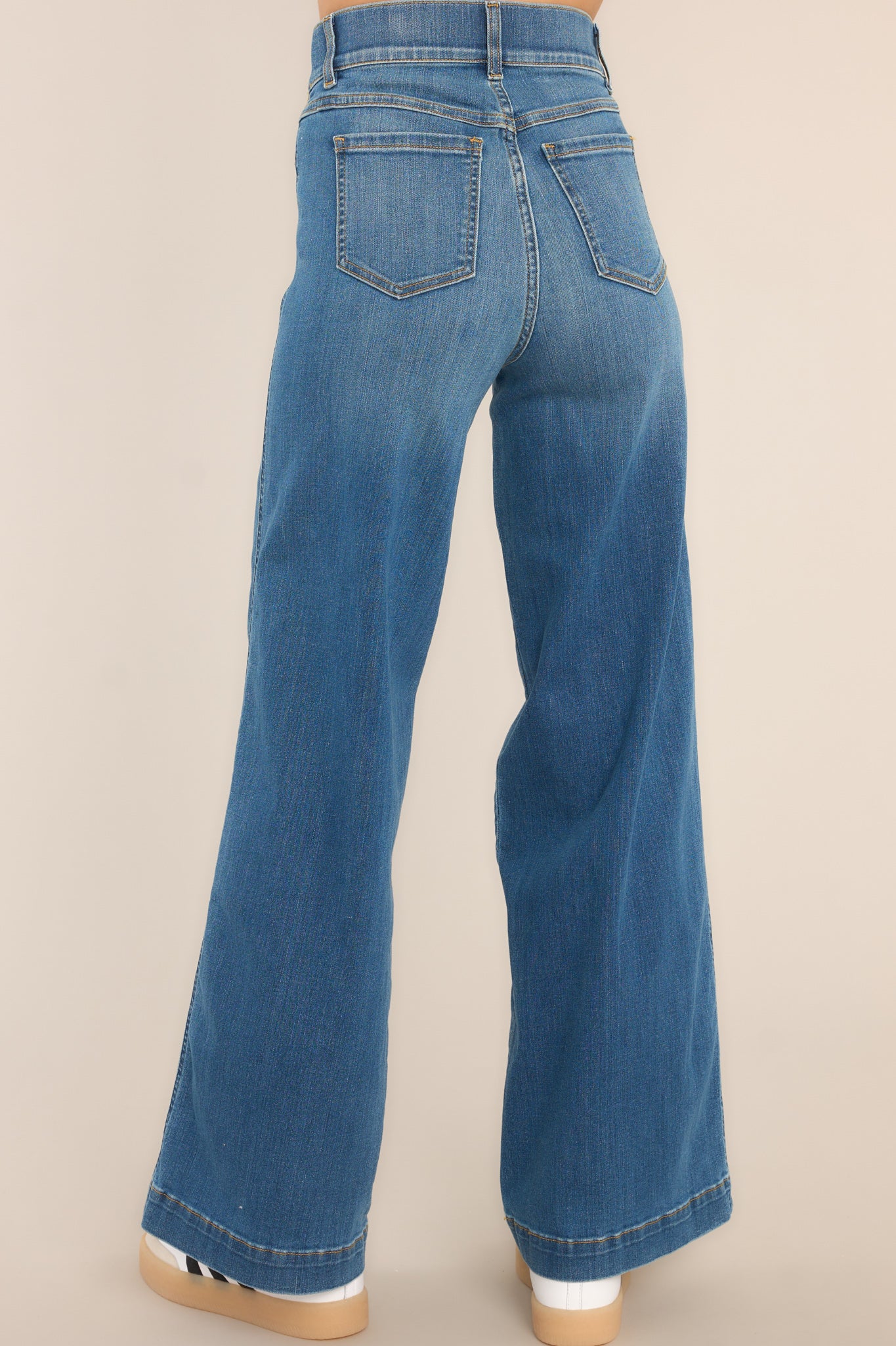 Seamed Front Wide-Leg Jeans for Women - Vintage Indigo