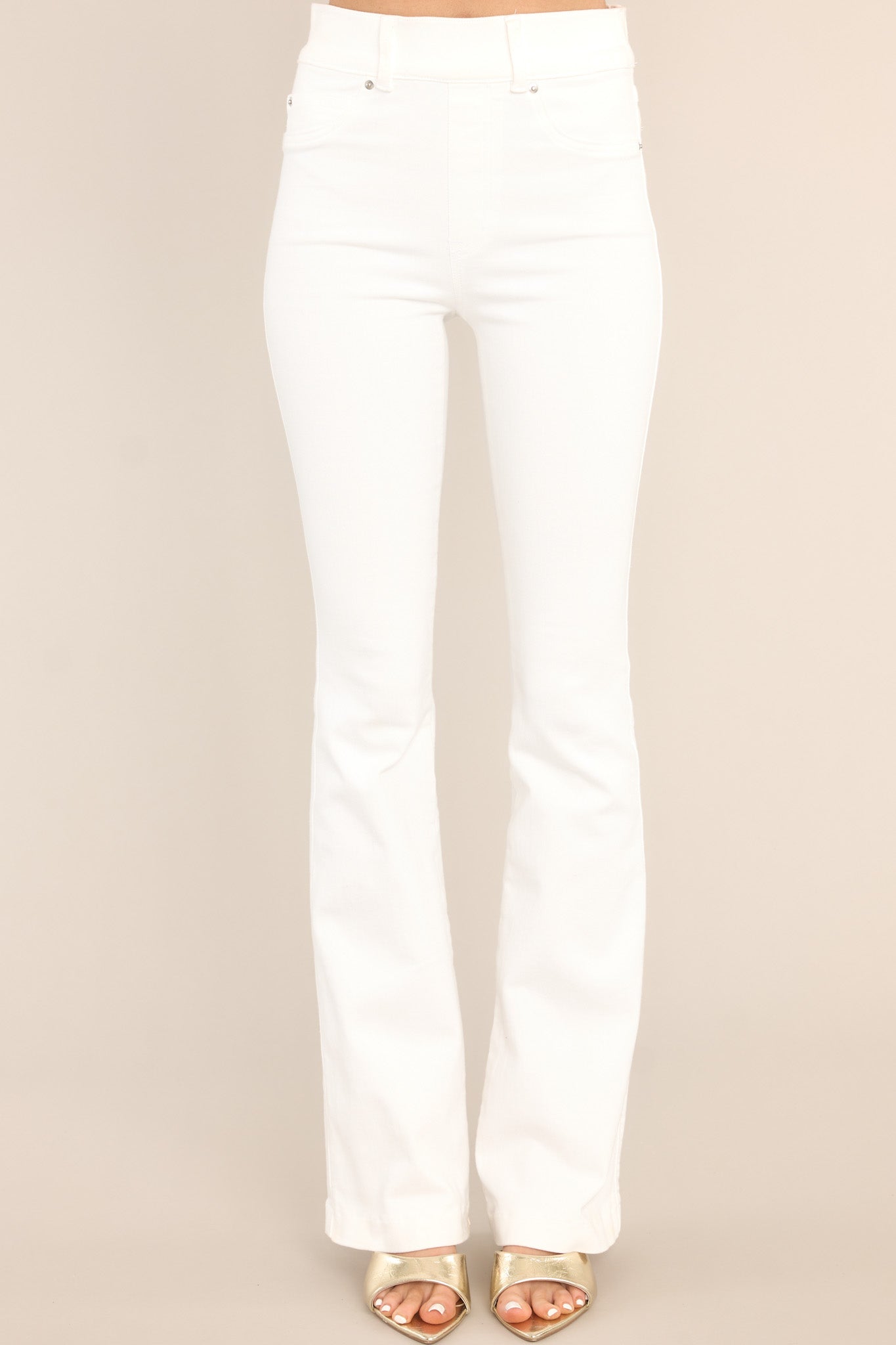 Spanx Size XL White Cotton Blend Elastic Waist Bootcut Pants