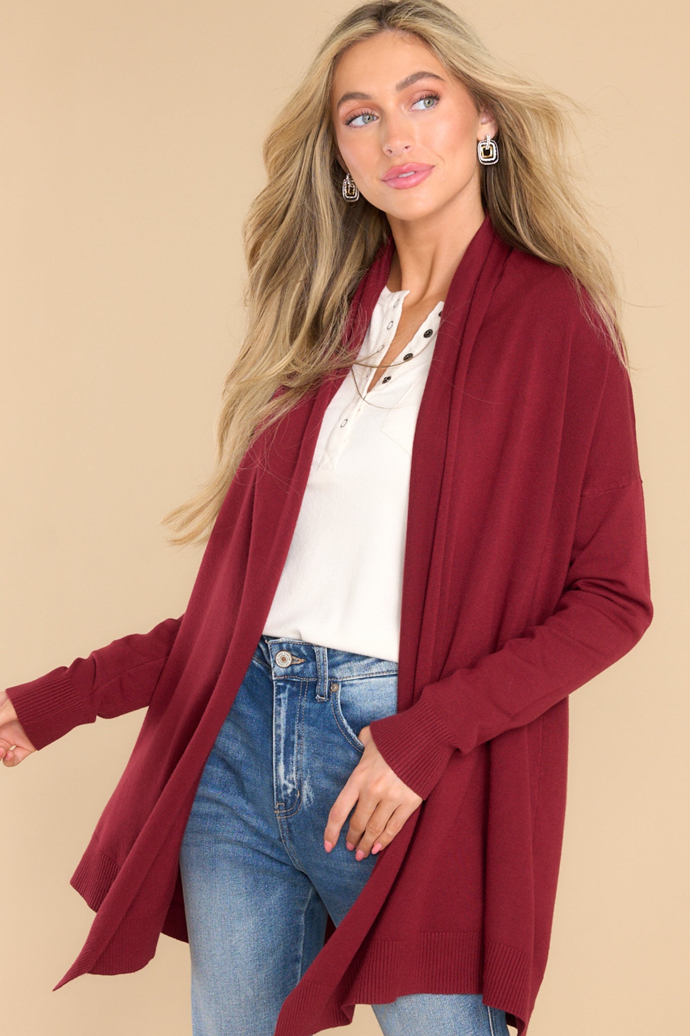 Dark red cardigan clearance womens