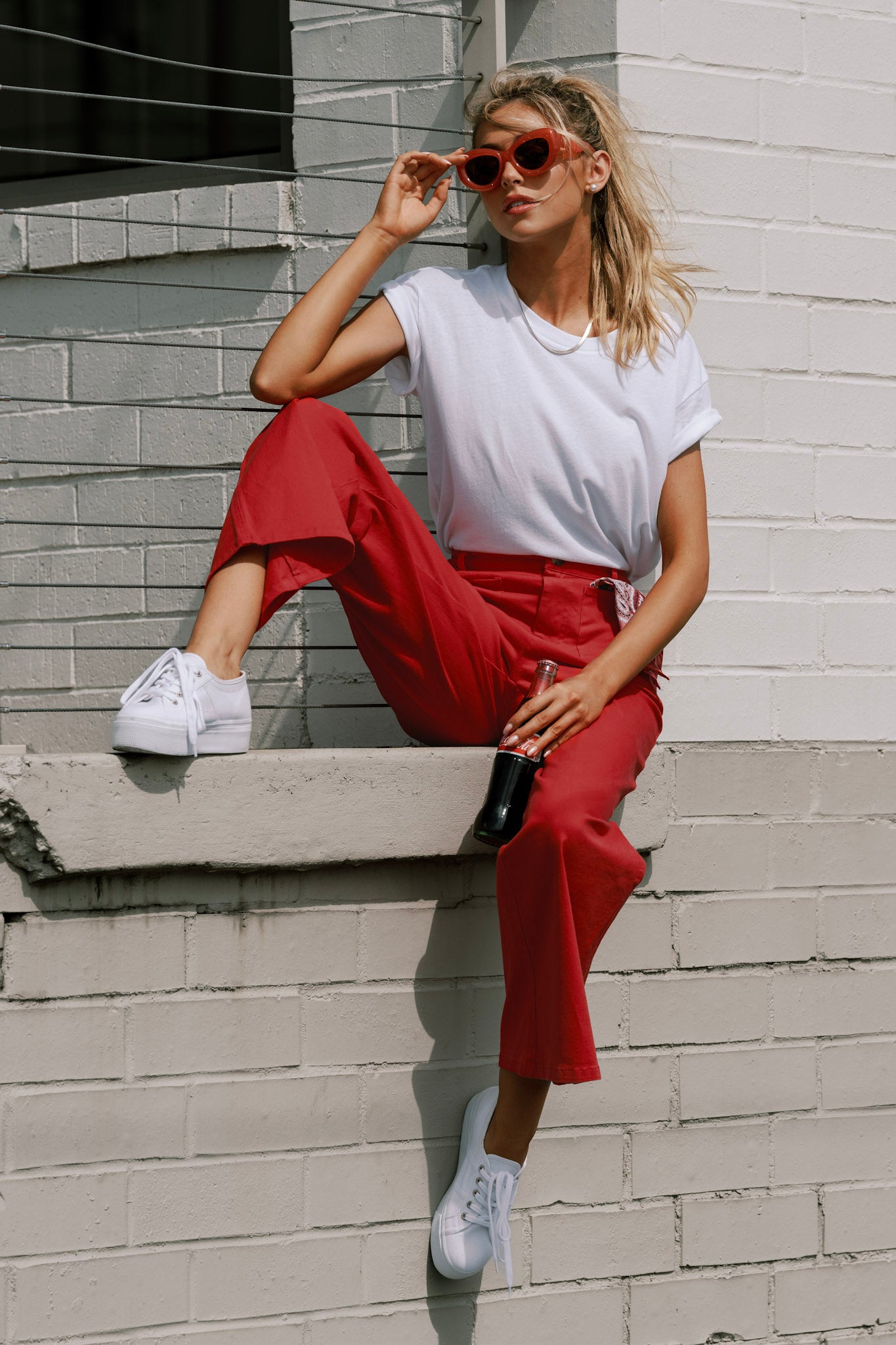 Red jeans women sales