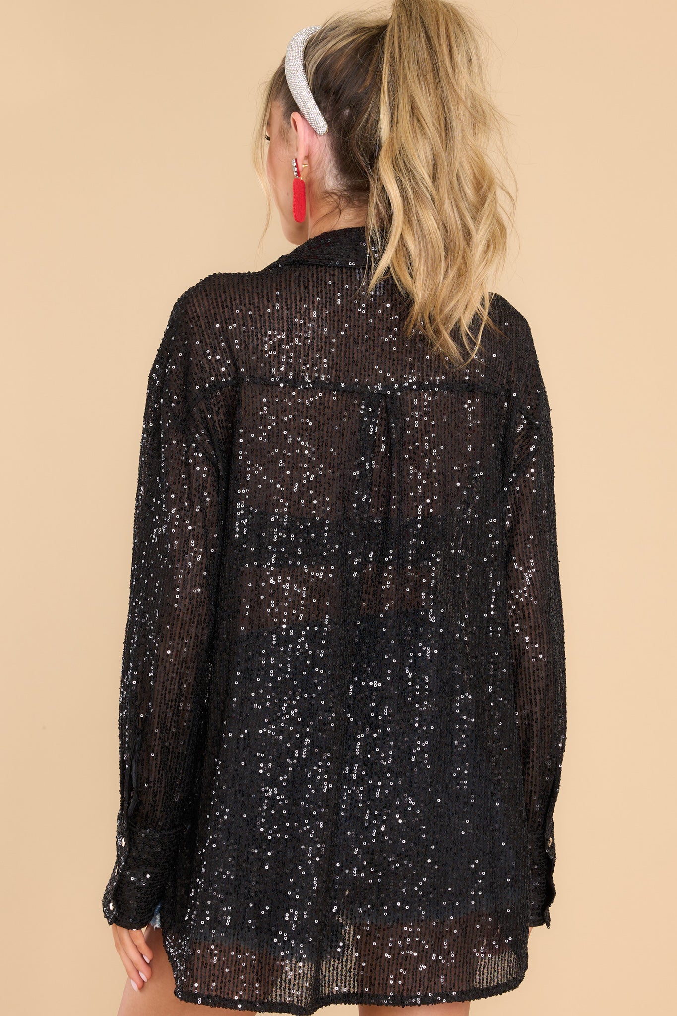 6 Ready To Shimmer Black Top at reddress.com