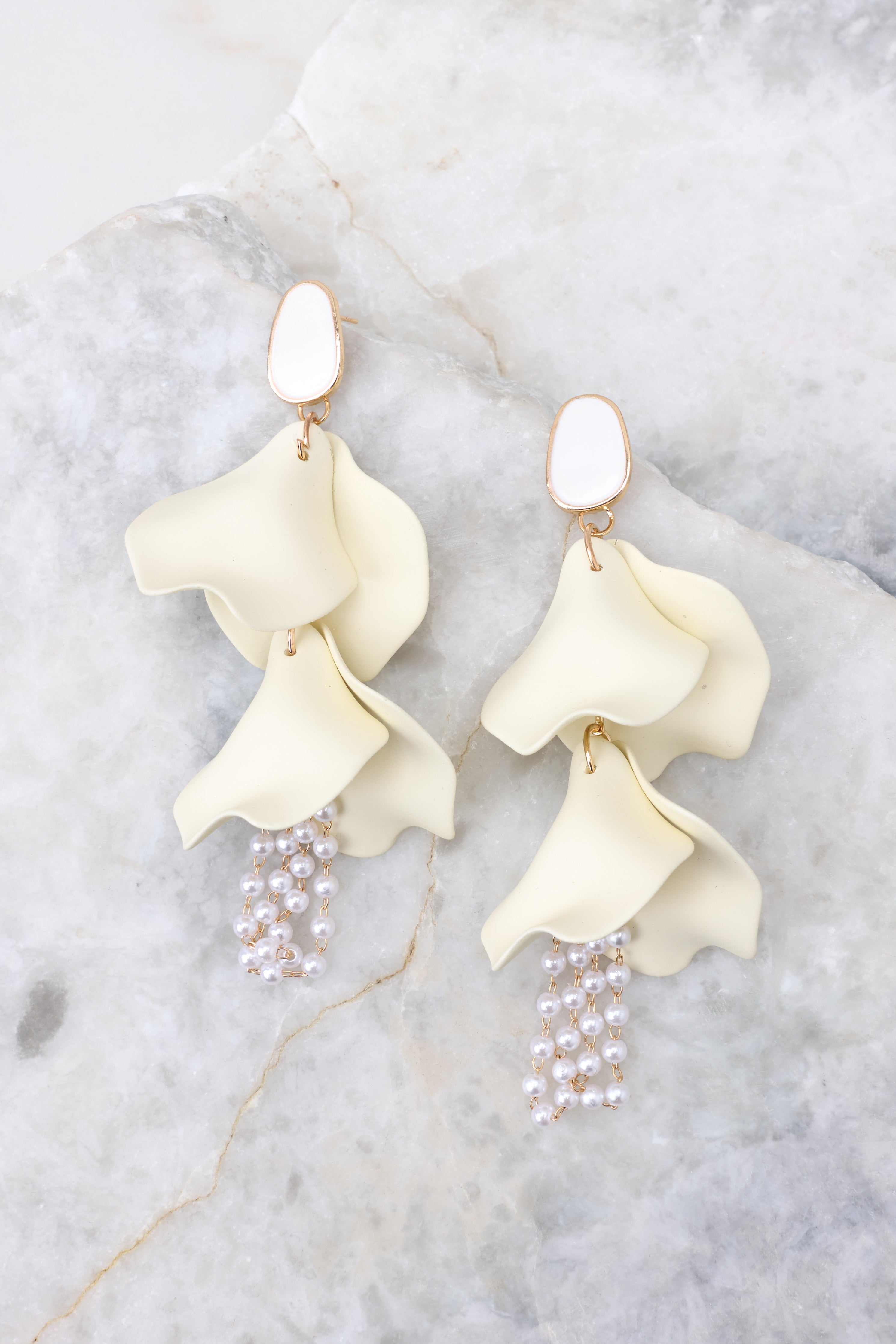 1 Stuck In My Ways Ivory Gold Earrings at reddress.com