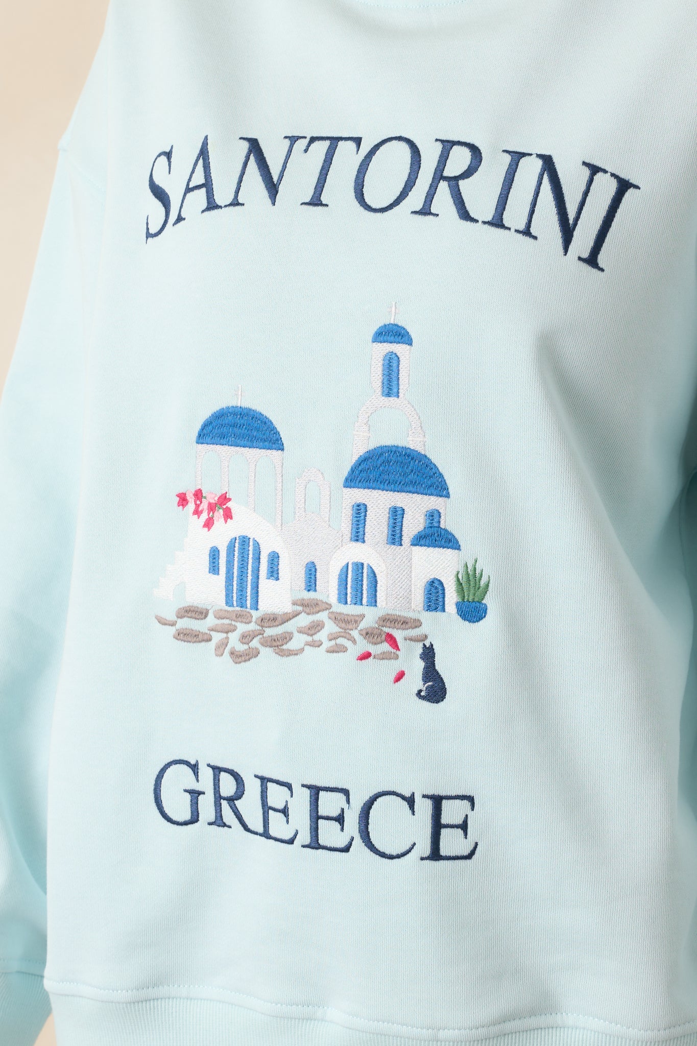 Santorini Dreaming Light Blue Crew Neck Sweatshirt