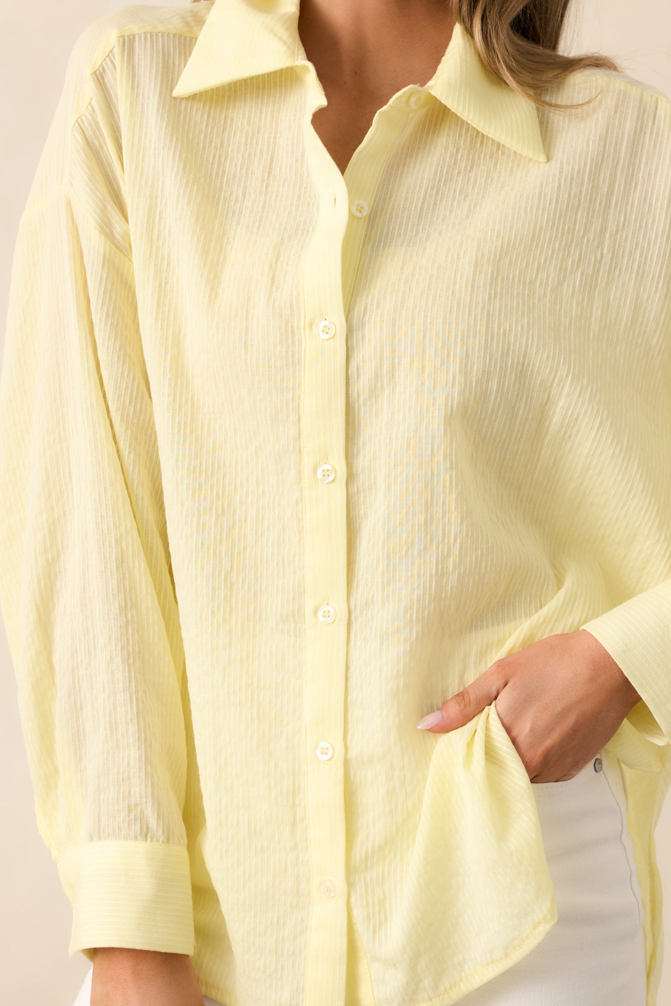 Another Sunny Day Lemon Yellow Button Front Blouse