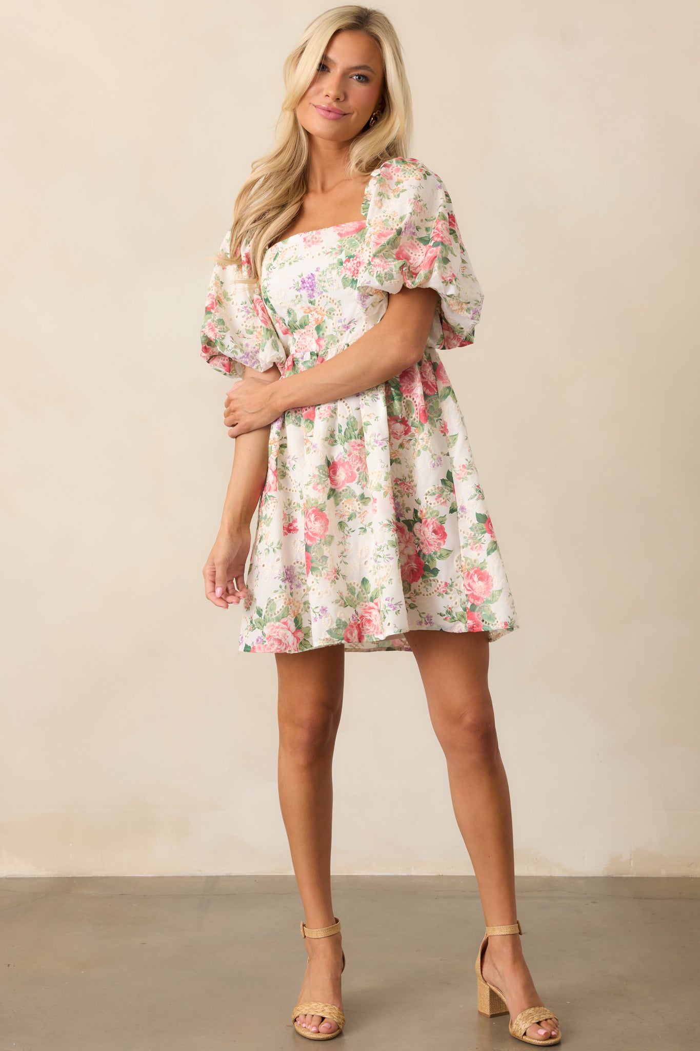 Through the Arbor Green Multi Floral Mini Dress