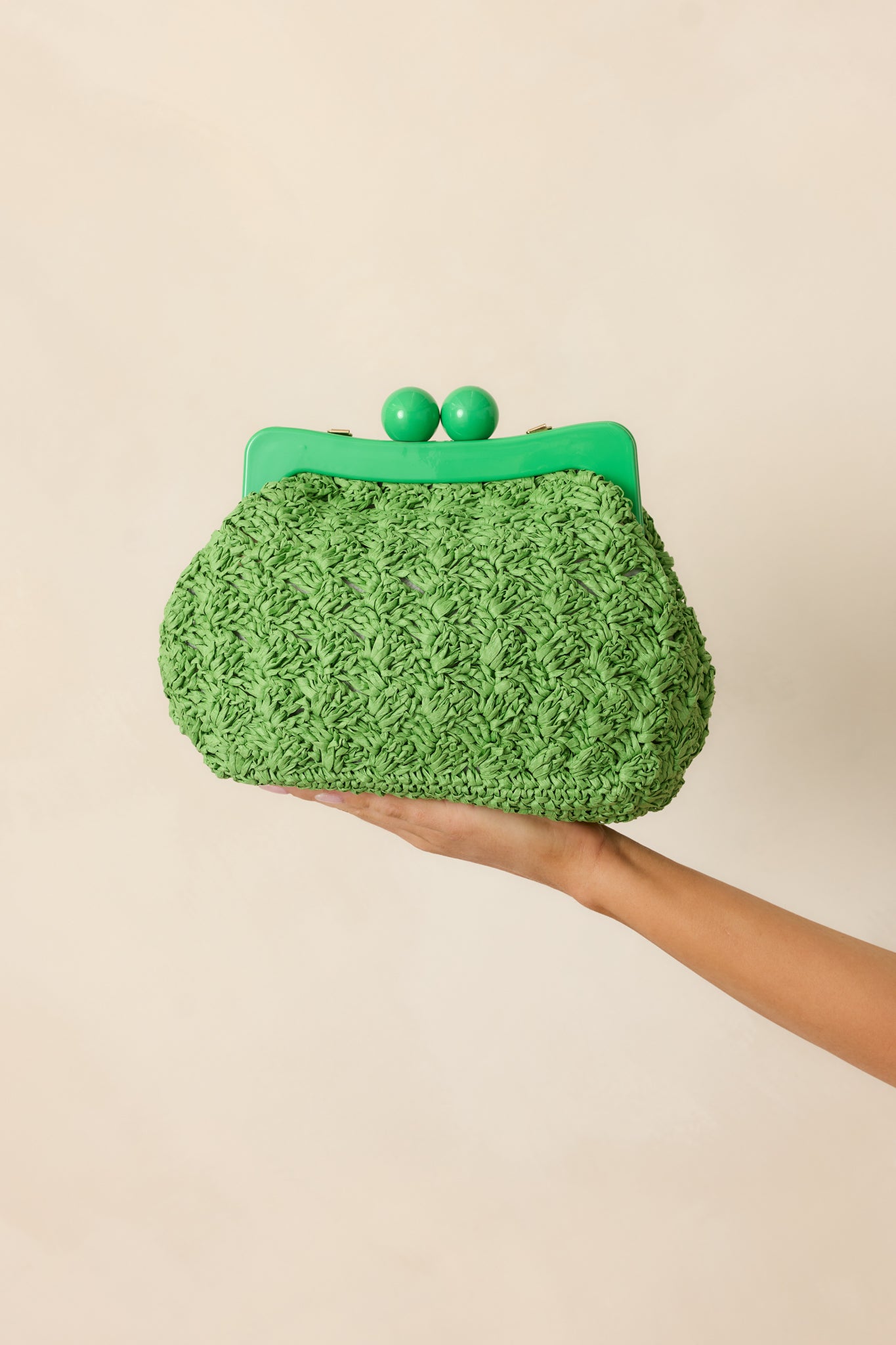 The Coast Is Calling Neon Green Straw Clutch