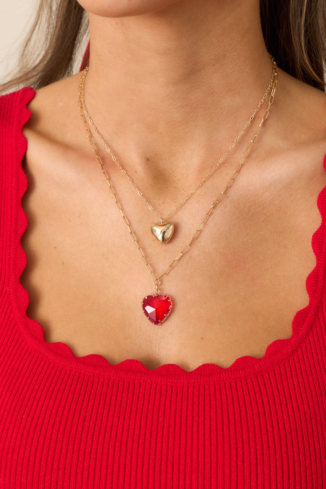 Pieces Of You Gold Layered Heart Necklace