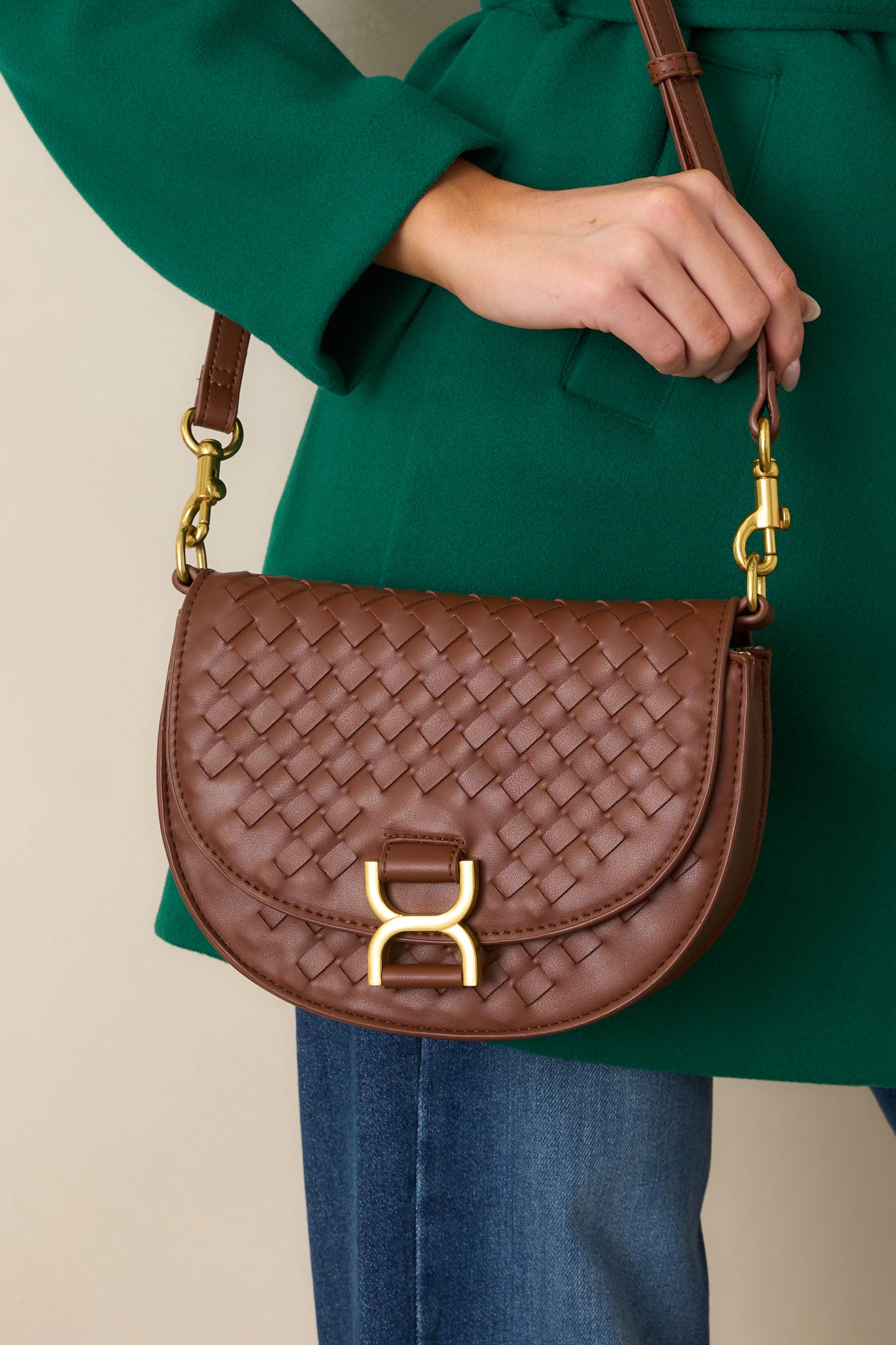 Tempest’s Call Chocolate Brown Woven Faux Leather Handbag