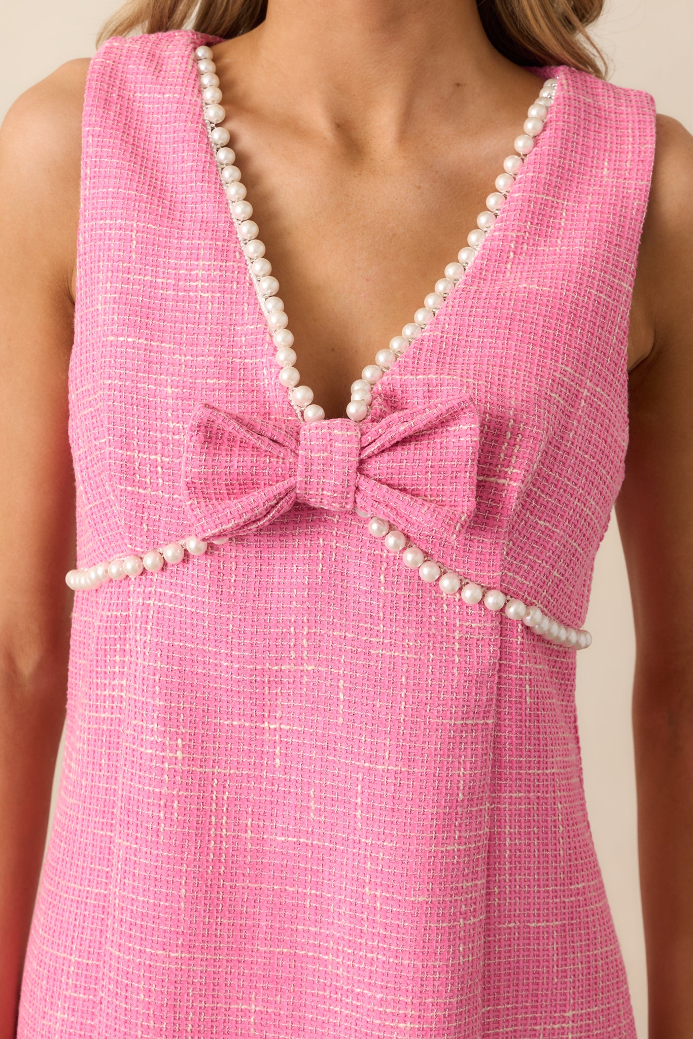 Brunch & Bubbles Pink Tweed Mini Dress