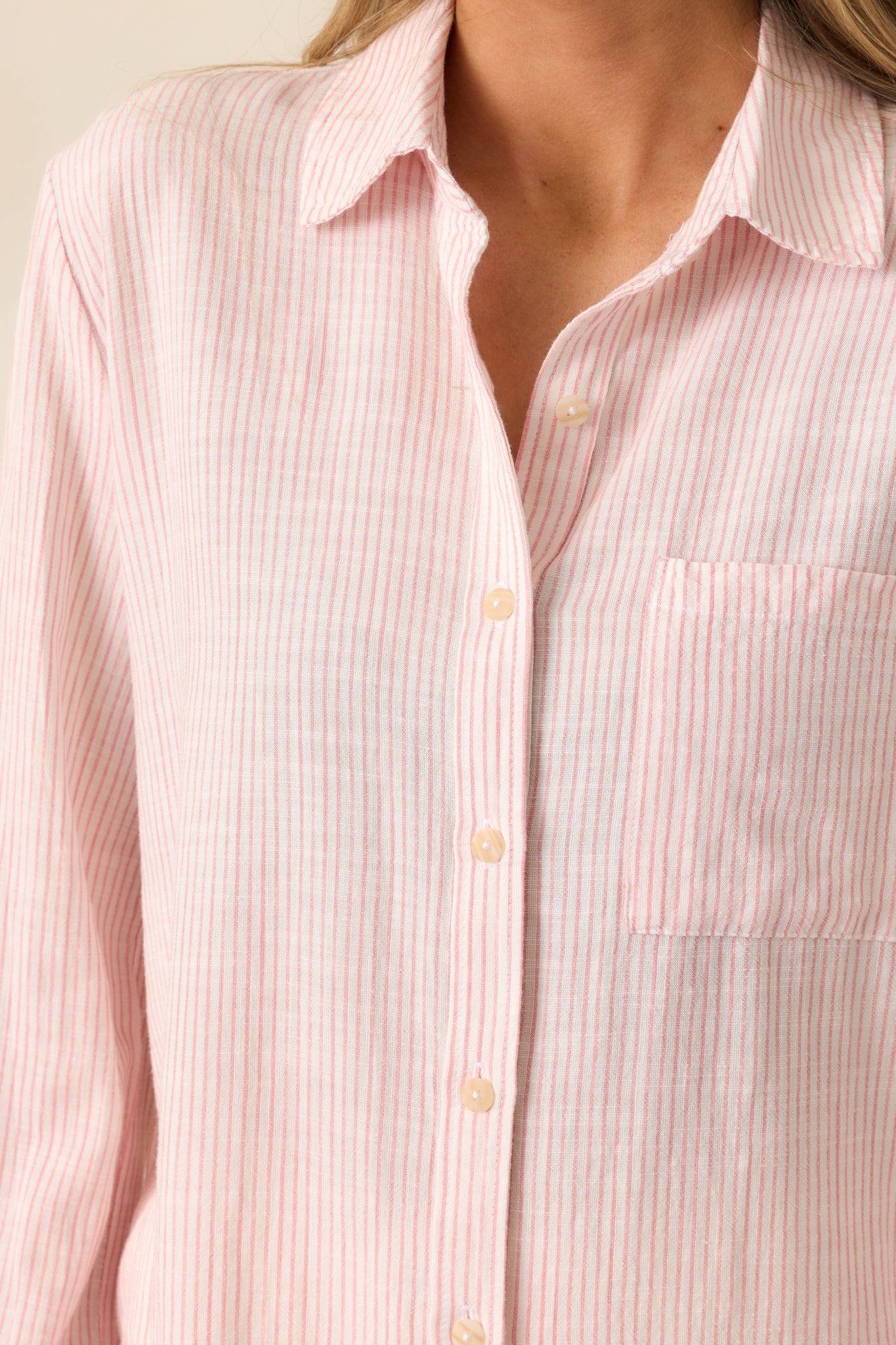 Brighter Days Pink Stripe Button Front Top