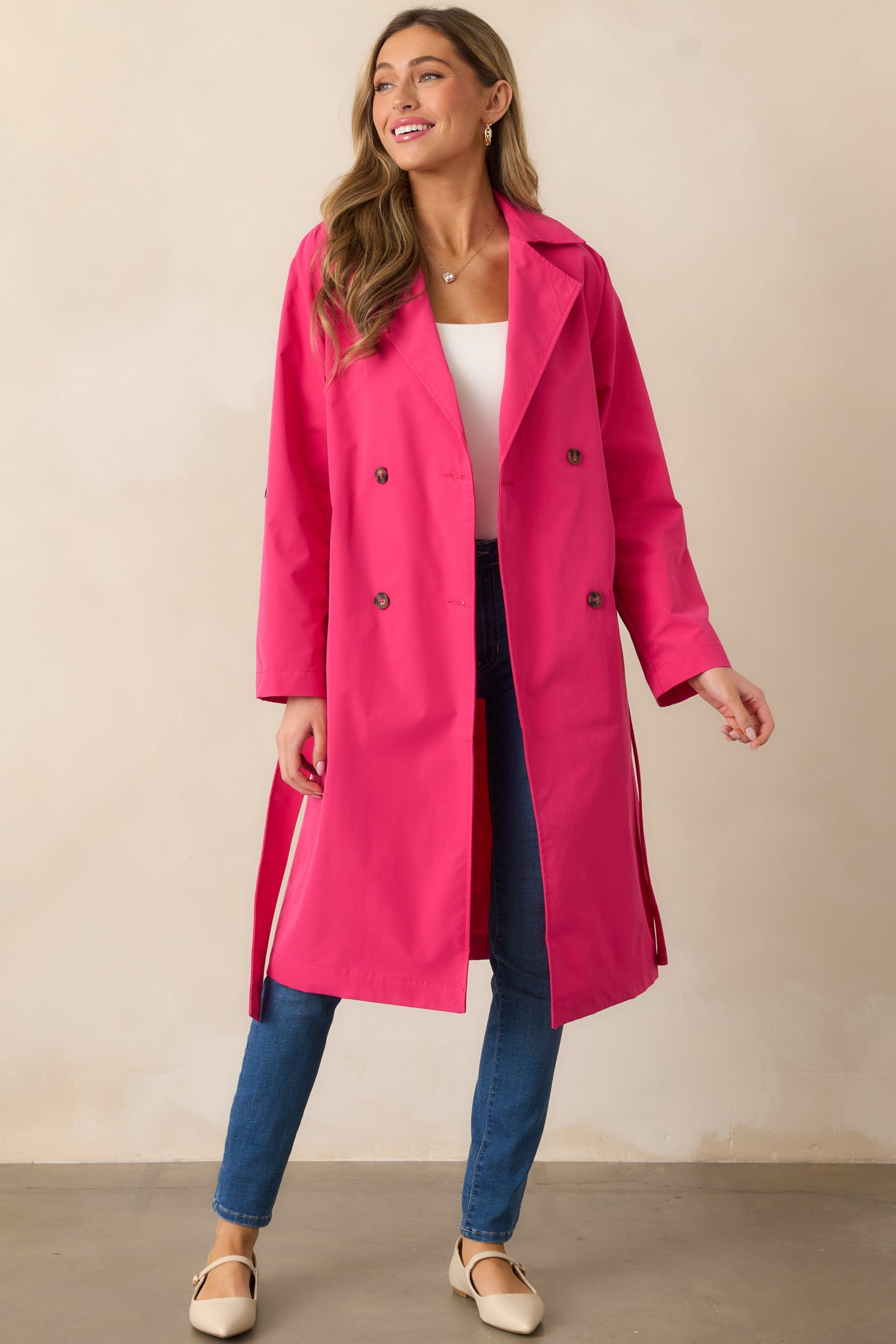 Walk It Out Magenta Trench Coat