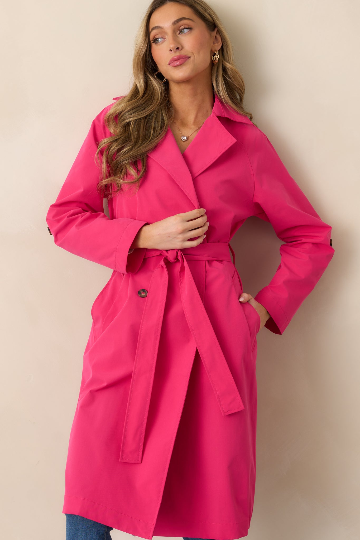 Walk It Out Magenta Trench Coat