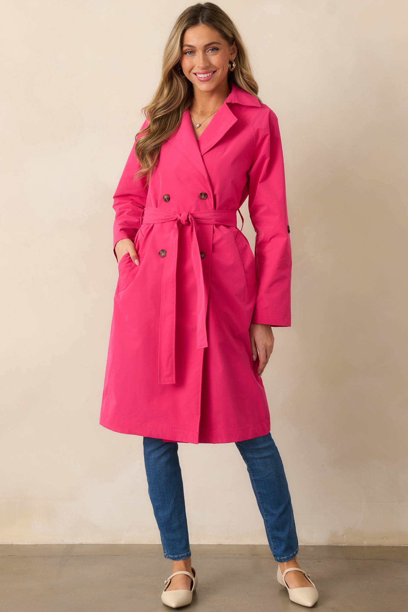 Walk It Out Magenta Trench Coat