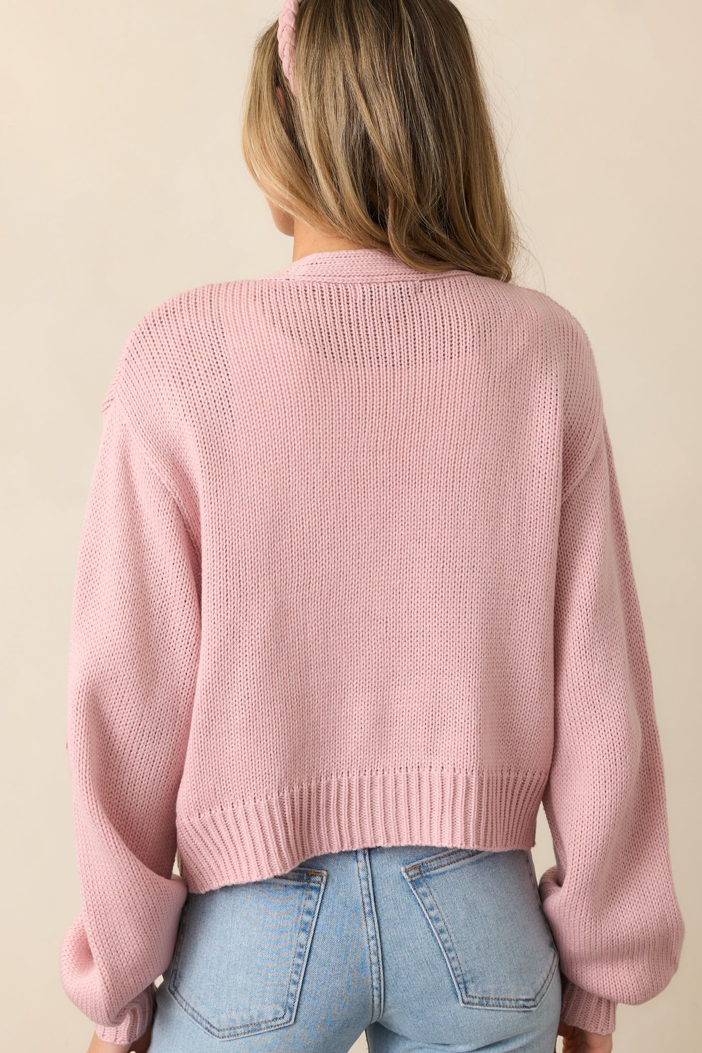 Strawberry Kiss Light Pink Knit Cardigan