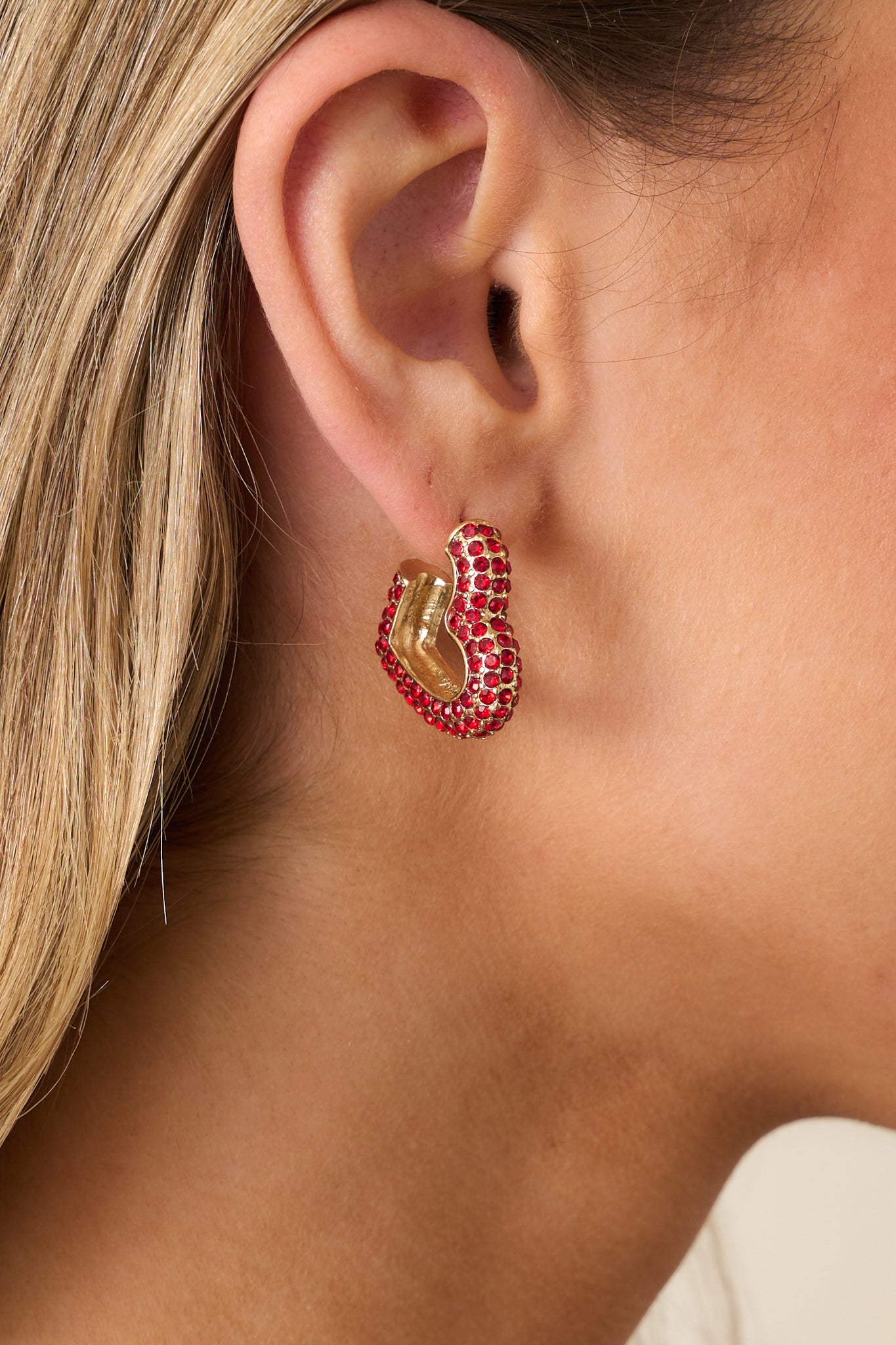 Wisp of the Last Flame Red Rhinestone Earrings