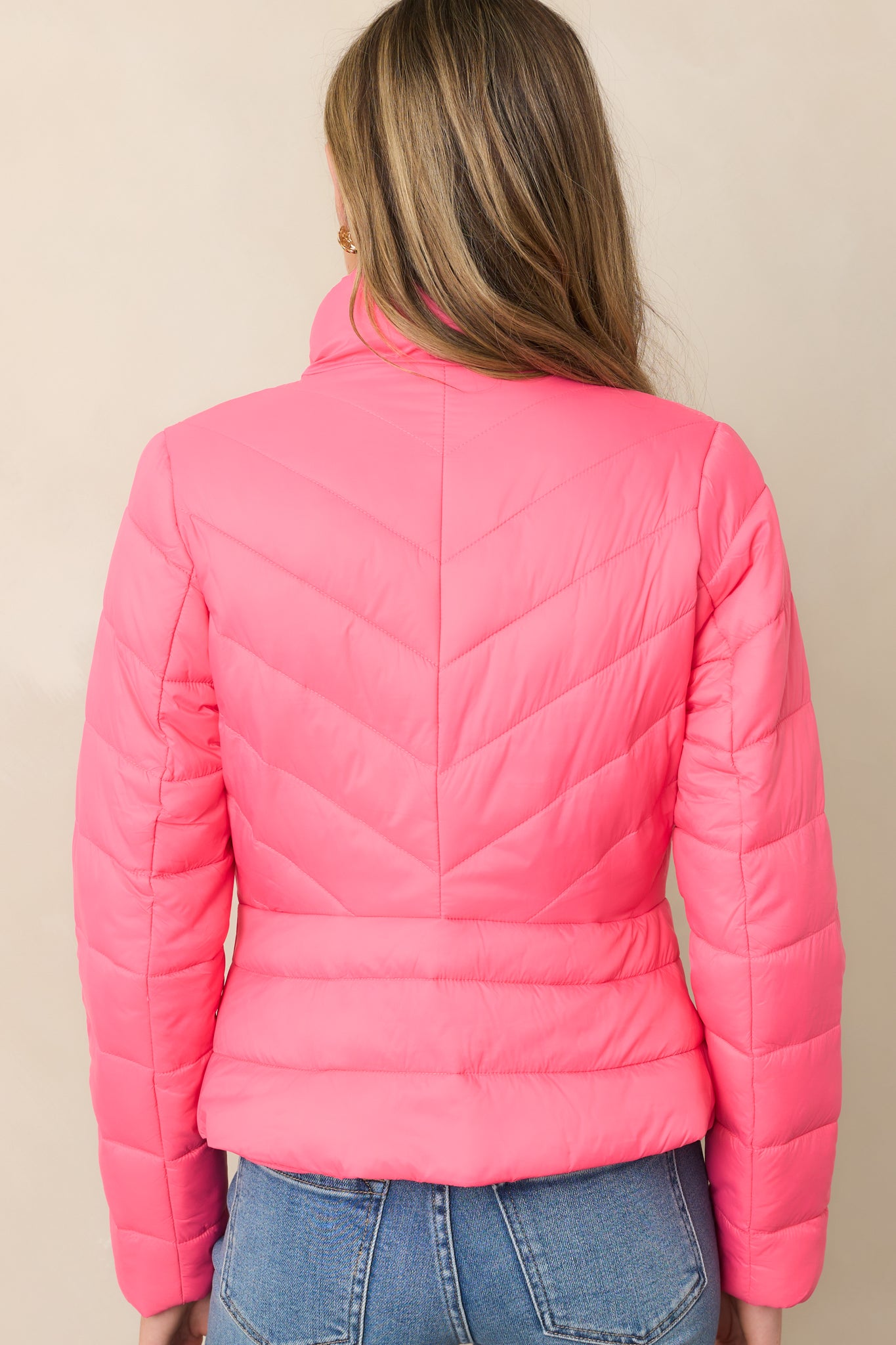 I Mean It Bright Pink Puffer Jacket