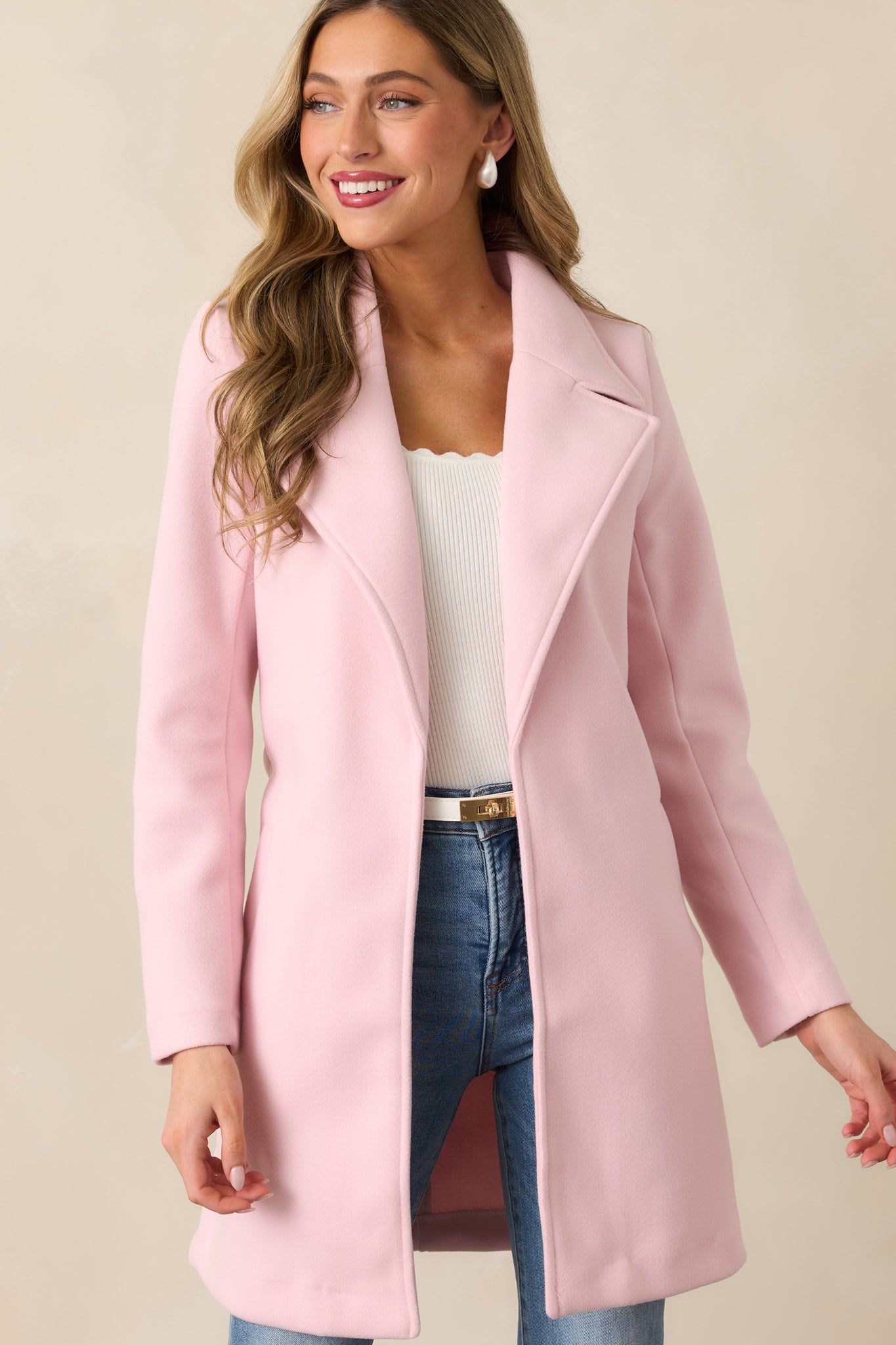 A Walk Through The City Light Pink Coat