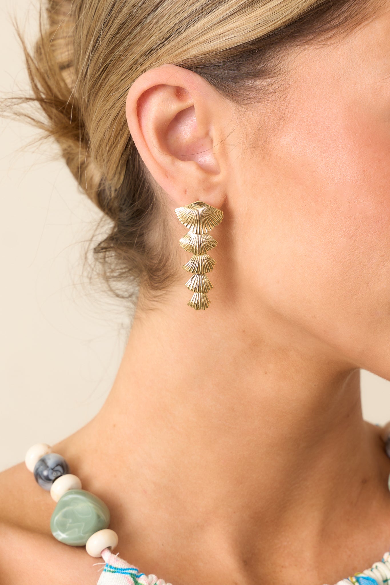 Island Getaway Gold Seashell Drop Earrings