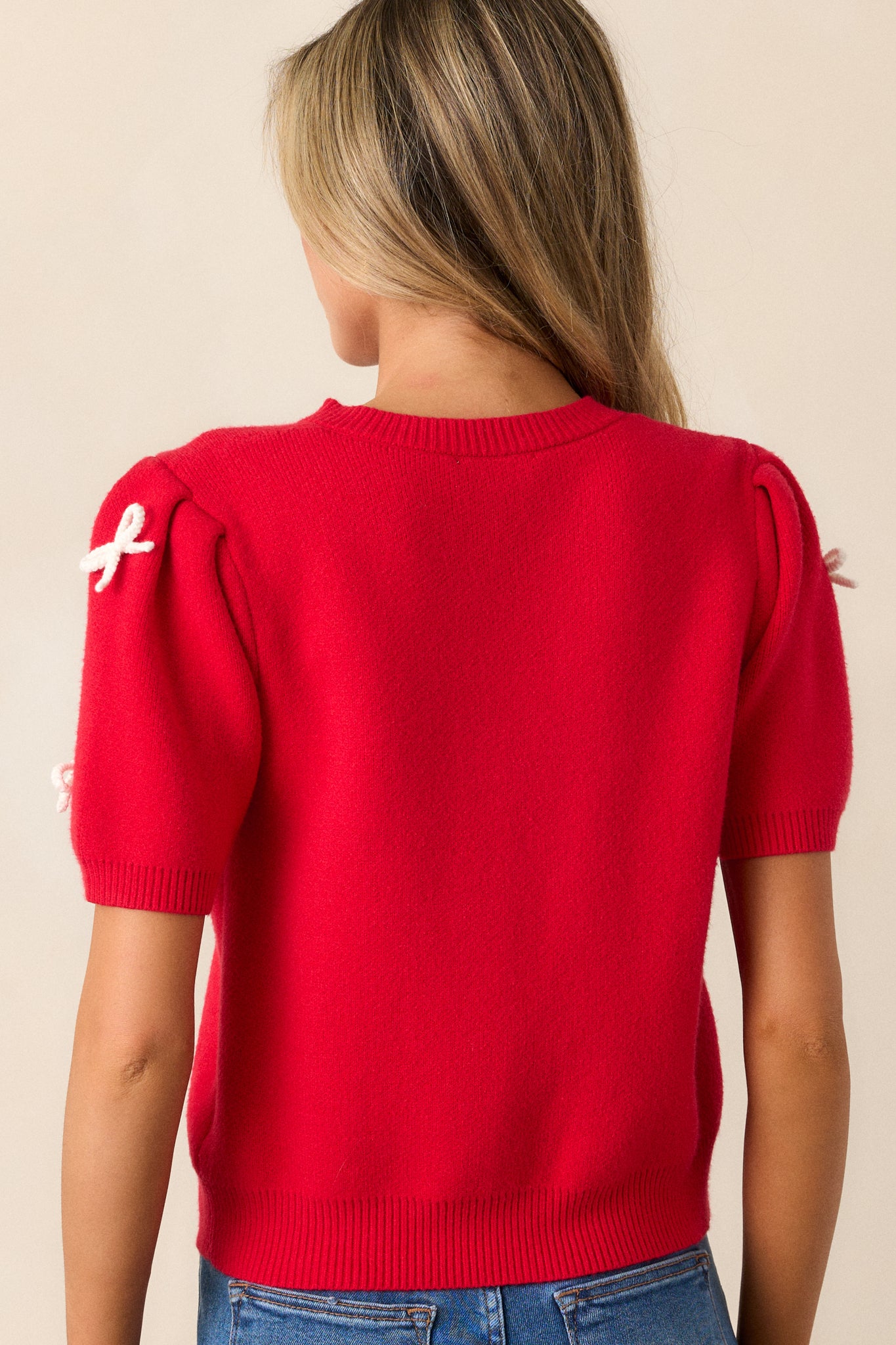 Hearthside Harmony Red Short Sleeve Sweater Top