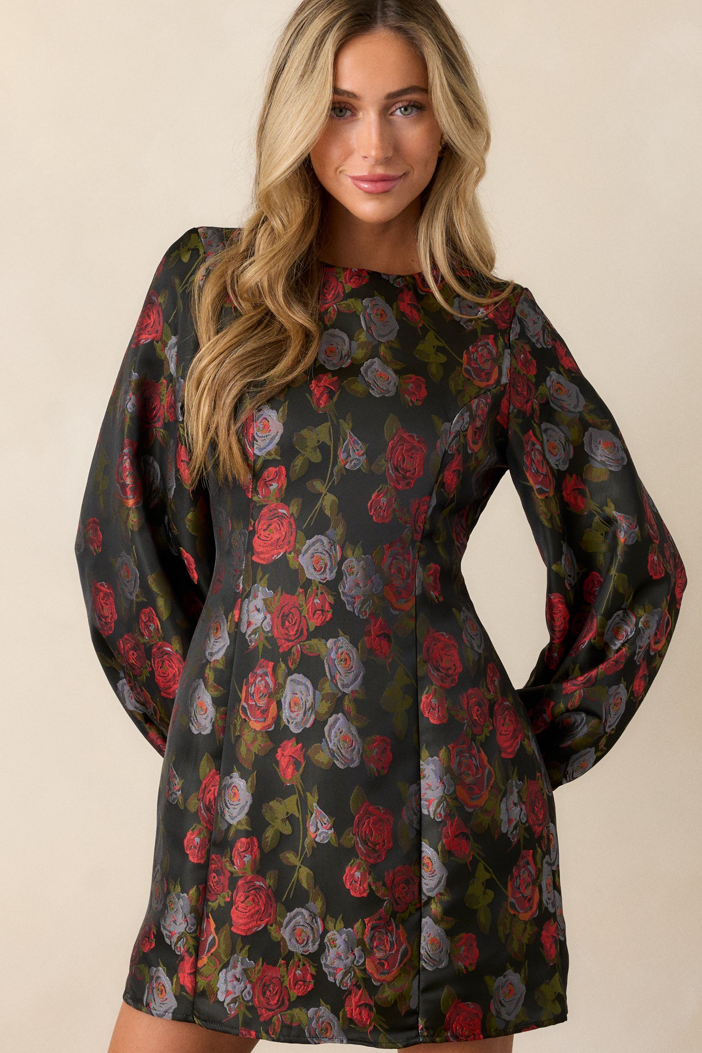 Black floral shops bell sleeve dress