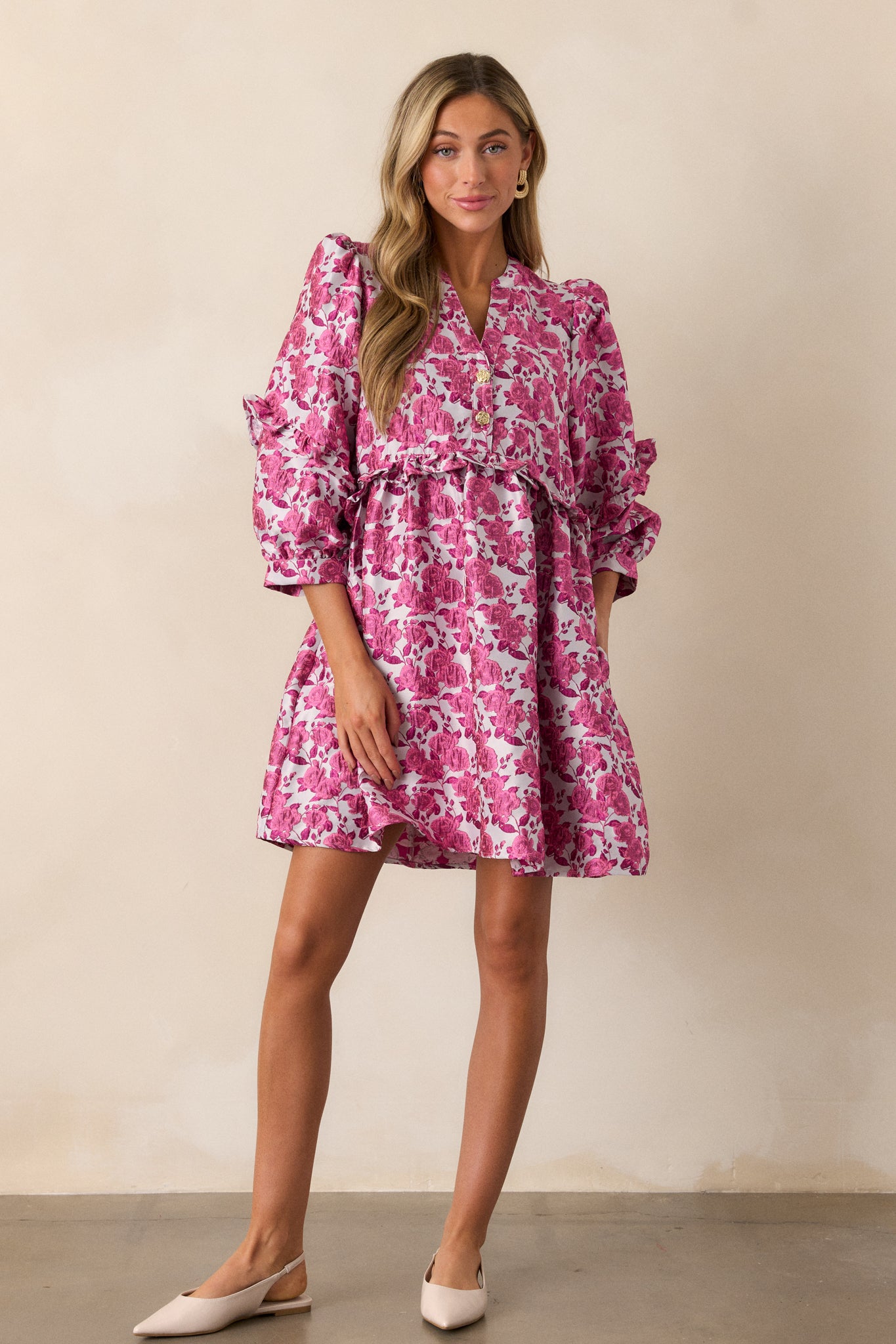 Pink Floral Puff Sleeve Mini Dress - Floral Dresses | Red Dress