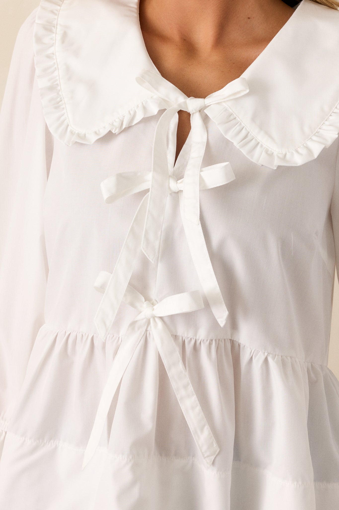 100% Cotton Ivory Floral Puff Sleeve Blouse - All Tops | Red Dress