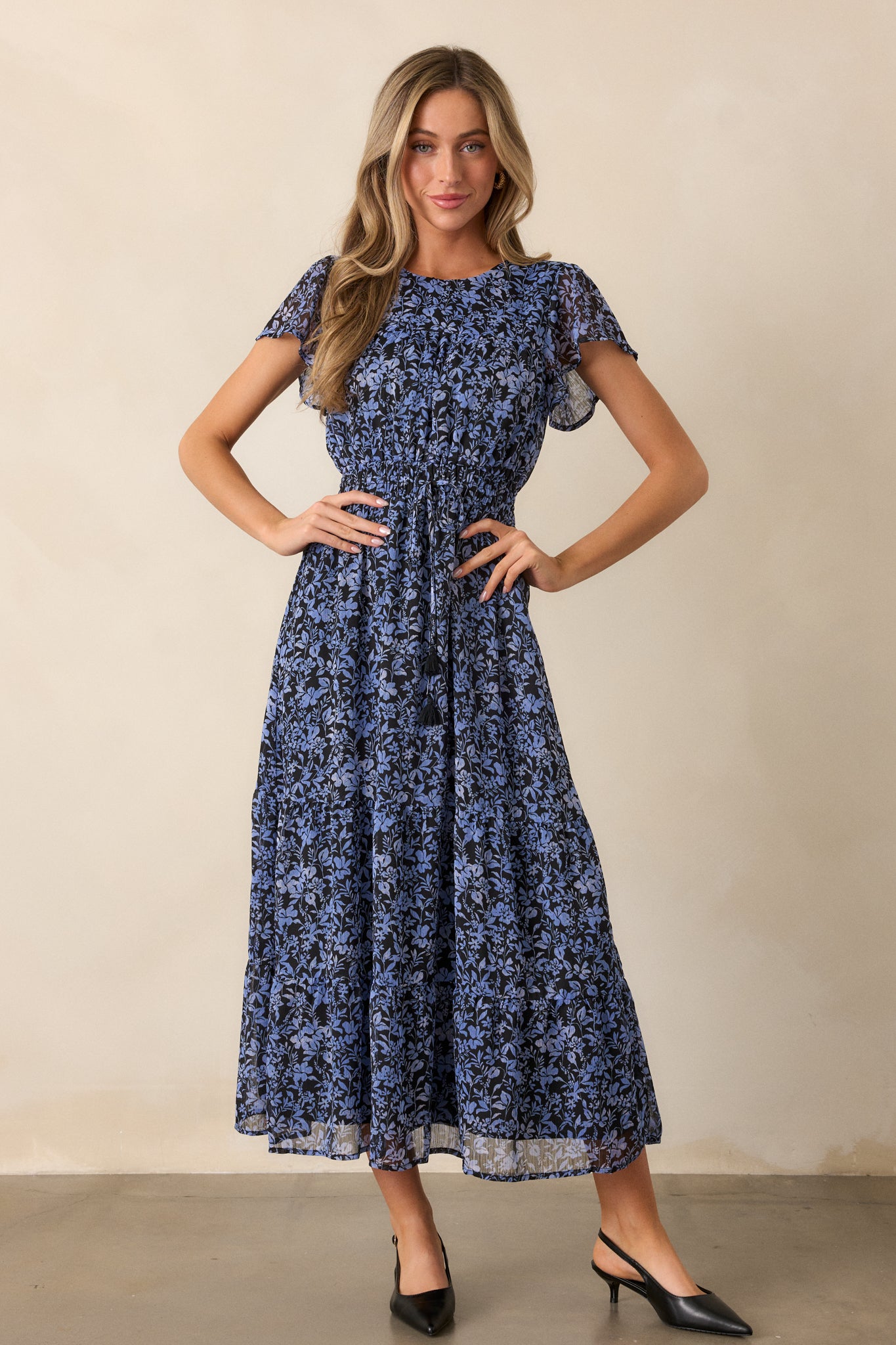 MINKPINK Lucinda Midnight Blue Floral Midi Dress