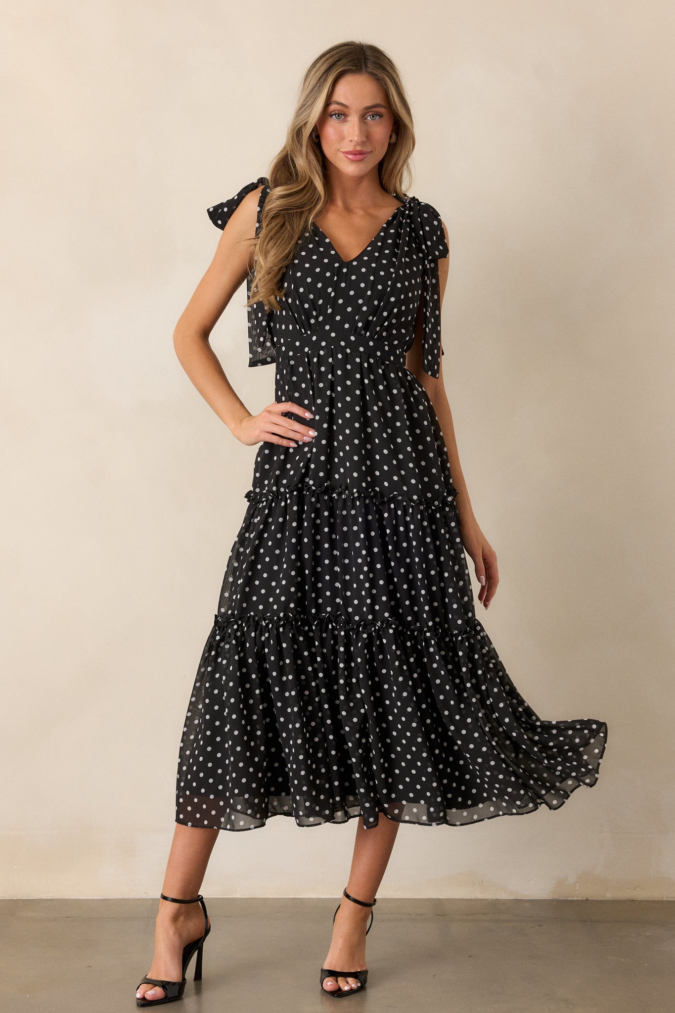 Savor The Moment Black Polka Dot Midi Dress