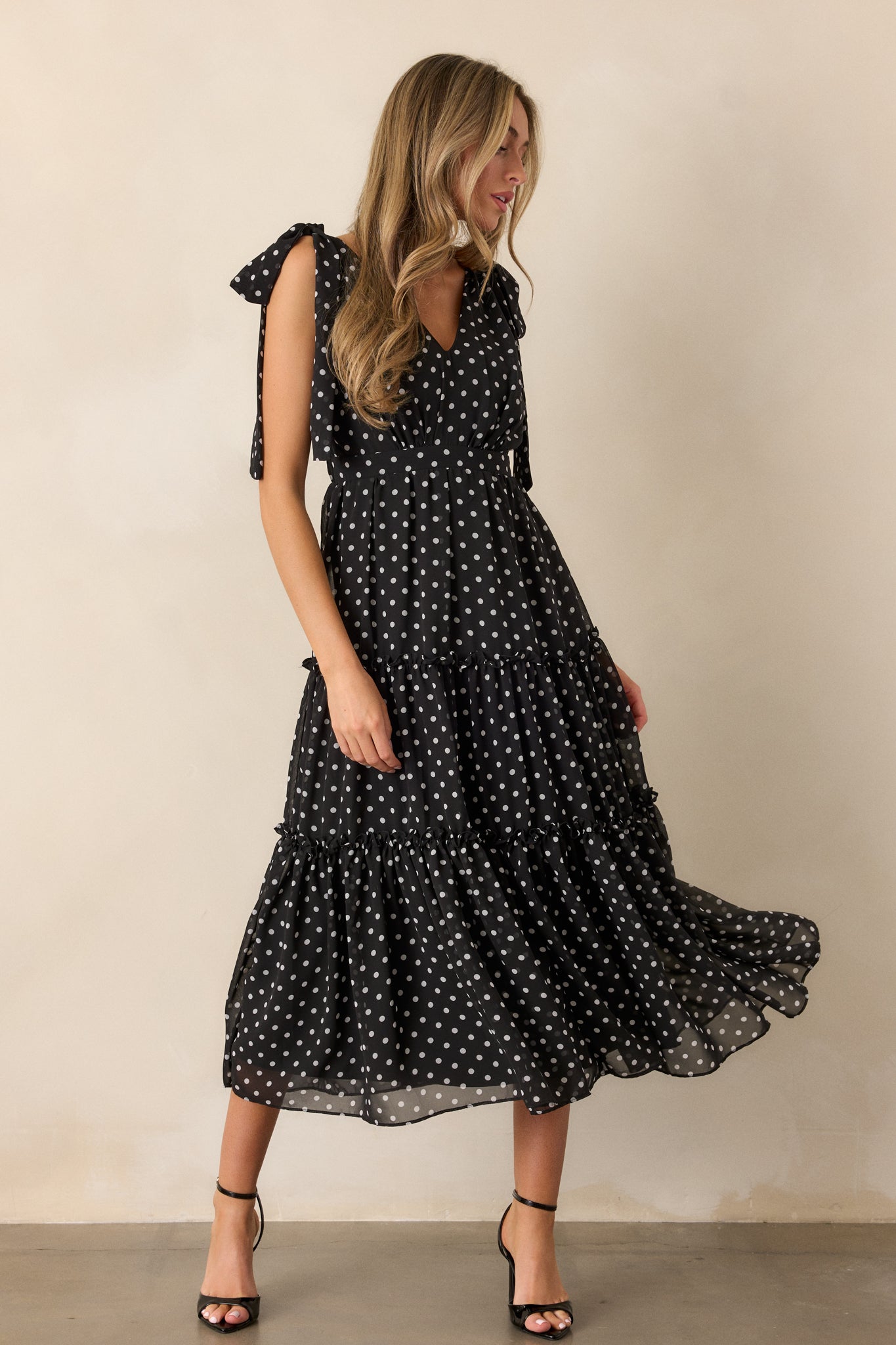 Savor The Moment Black Polka Dot Midi Dress