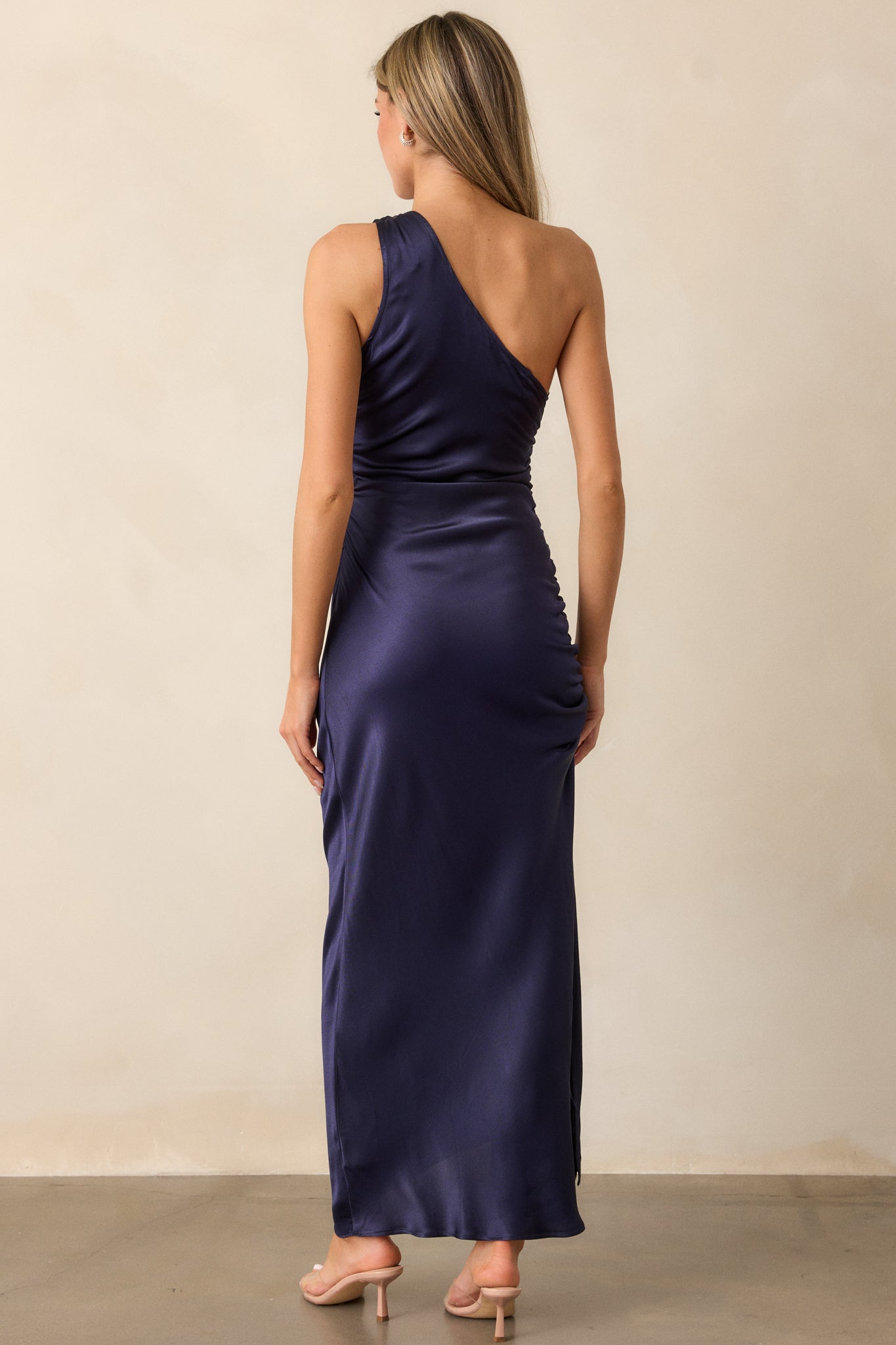 MINKPINK Lumina Midnight Blue One Shoulder Midi Dress