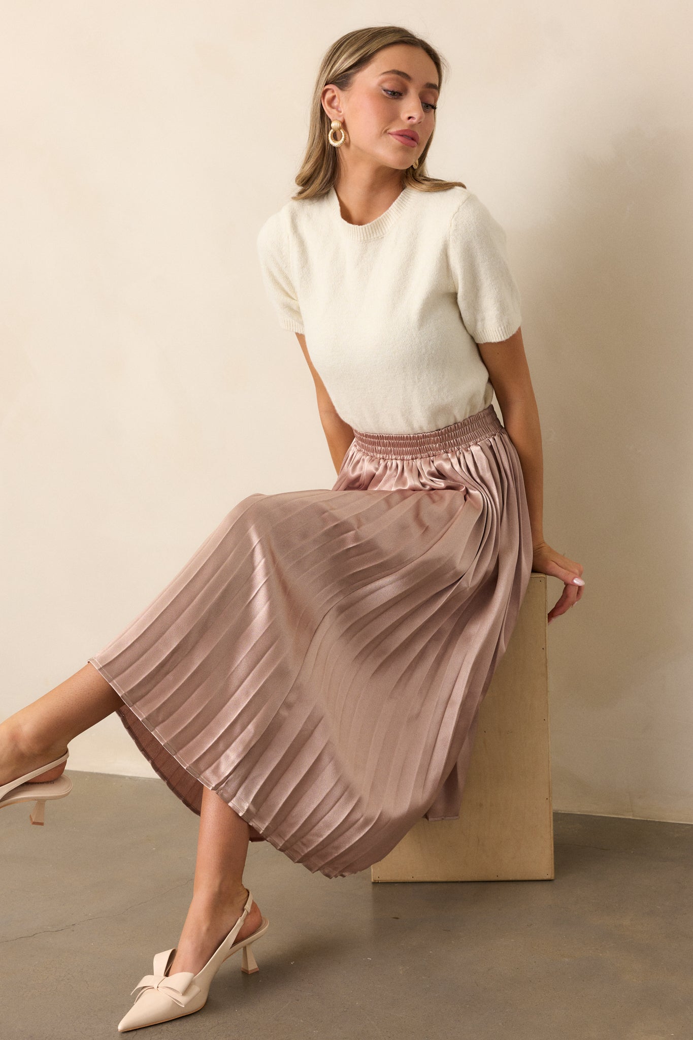 Fashion rose gold midi skirt