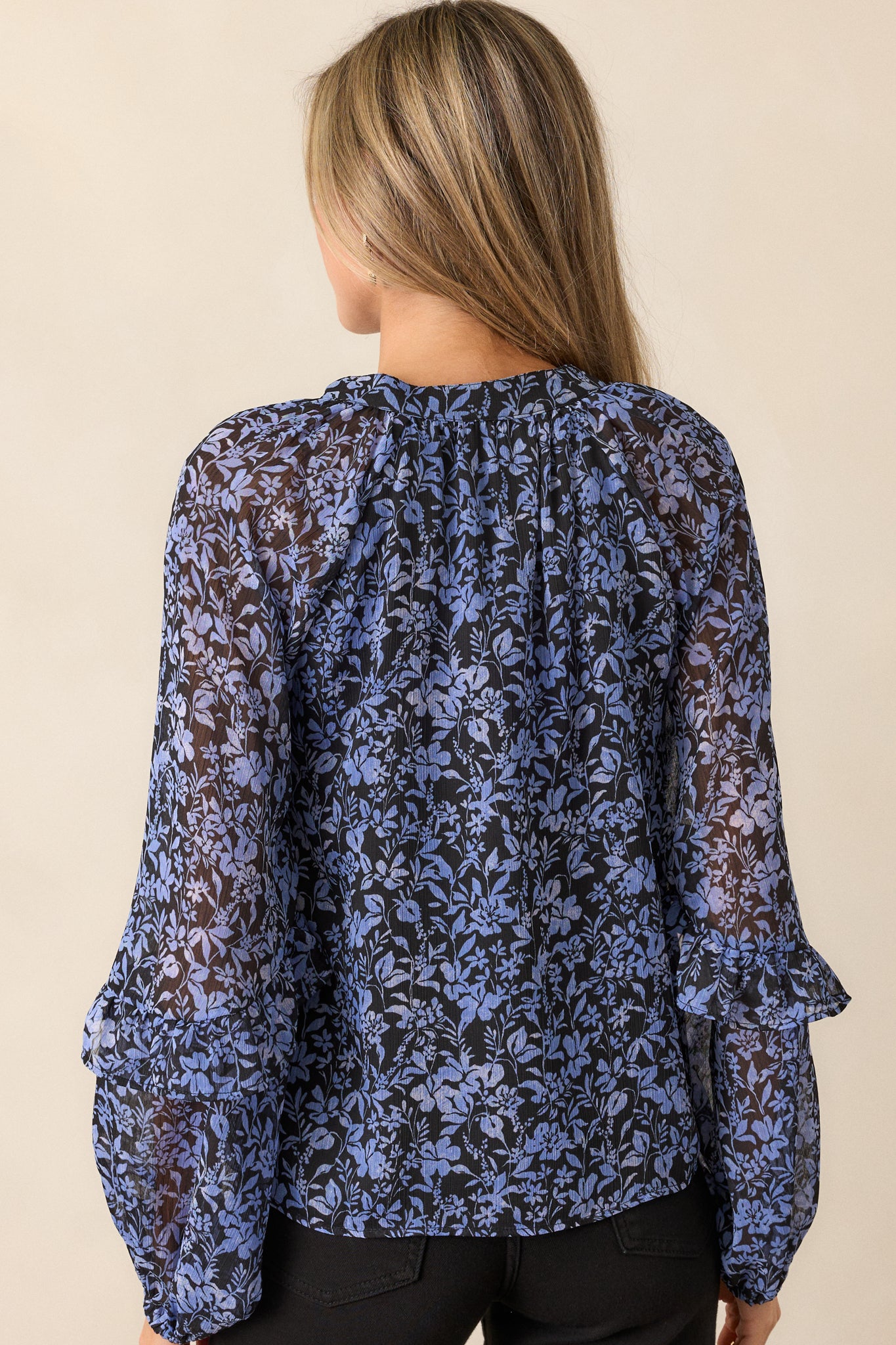 MINKPINK Lucinda Midnight Blue Floral Blouse