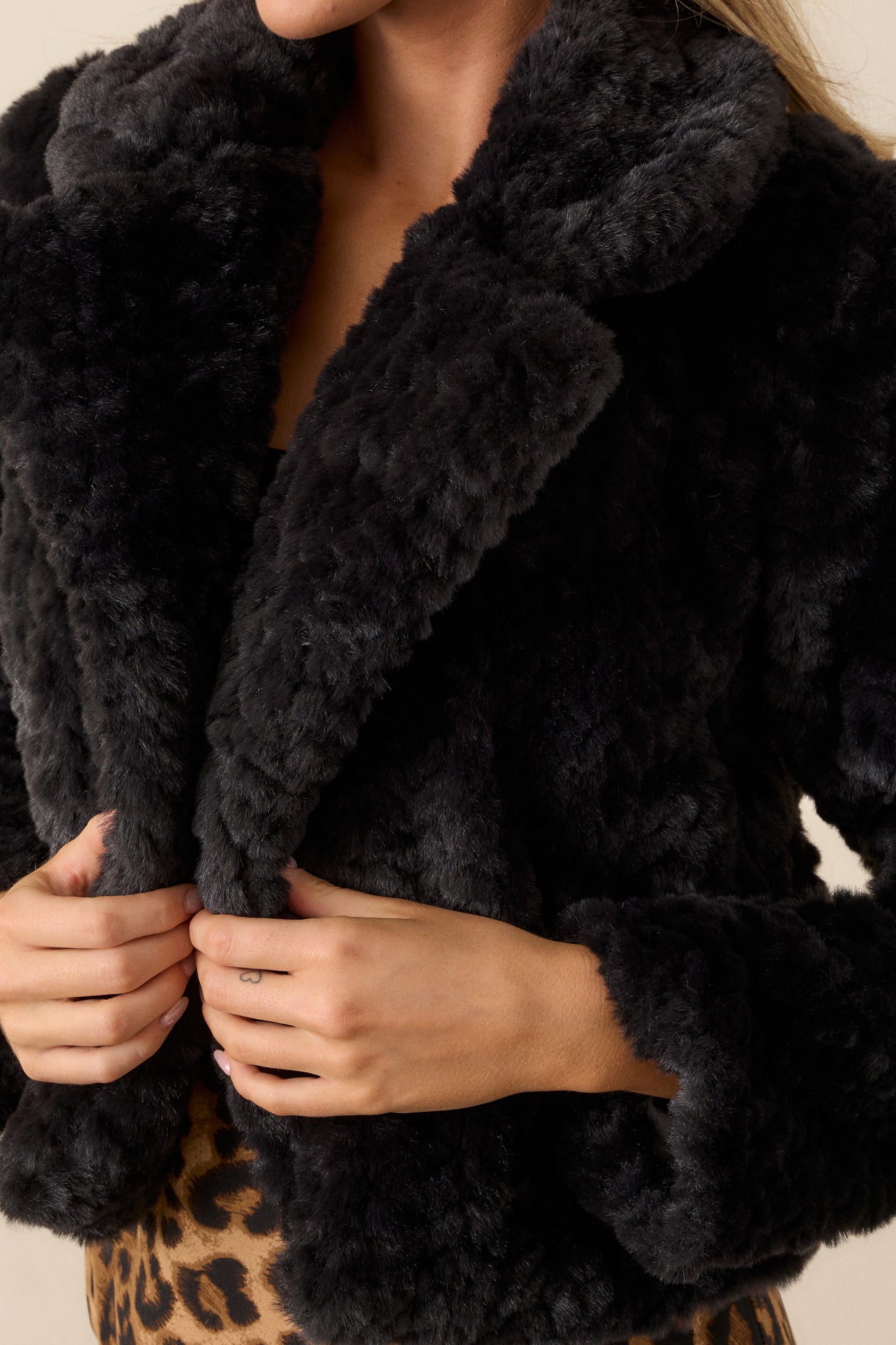 Arctic Glamour Faux Fur Black Jacket