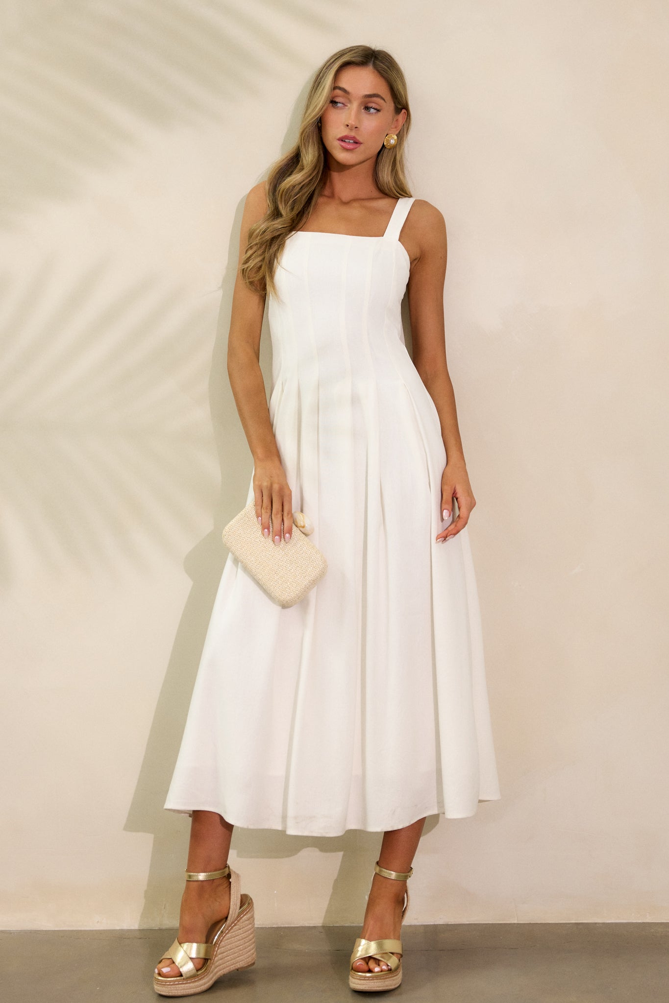 Soft Retreat Ivory Sleeveless Midi Dress