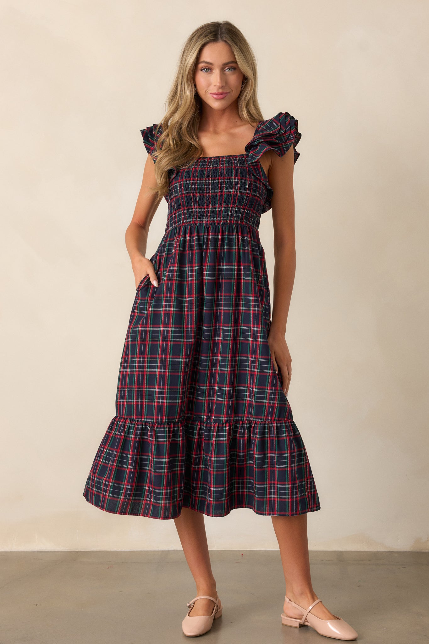 Navy checked dress 2025