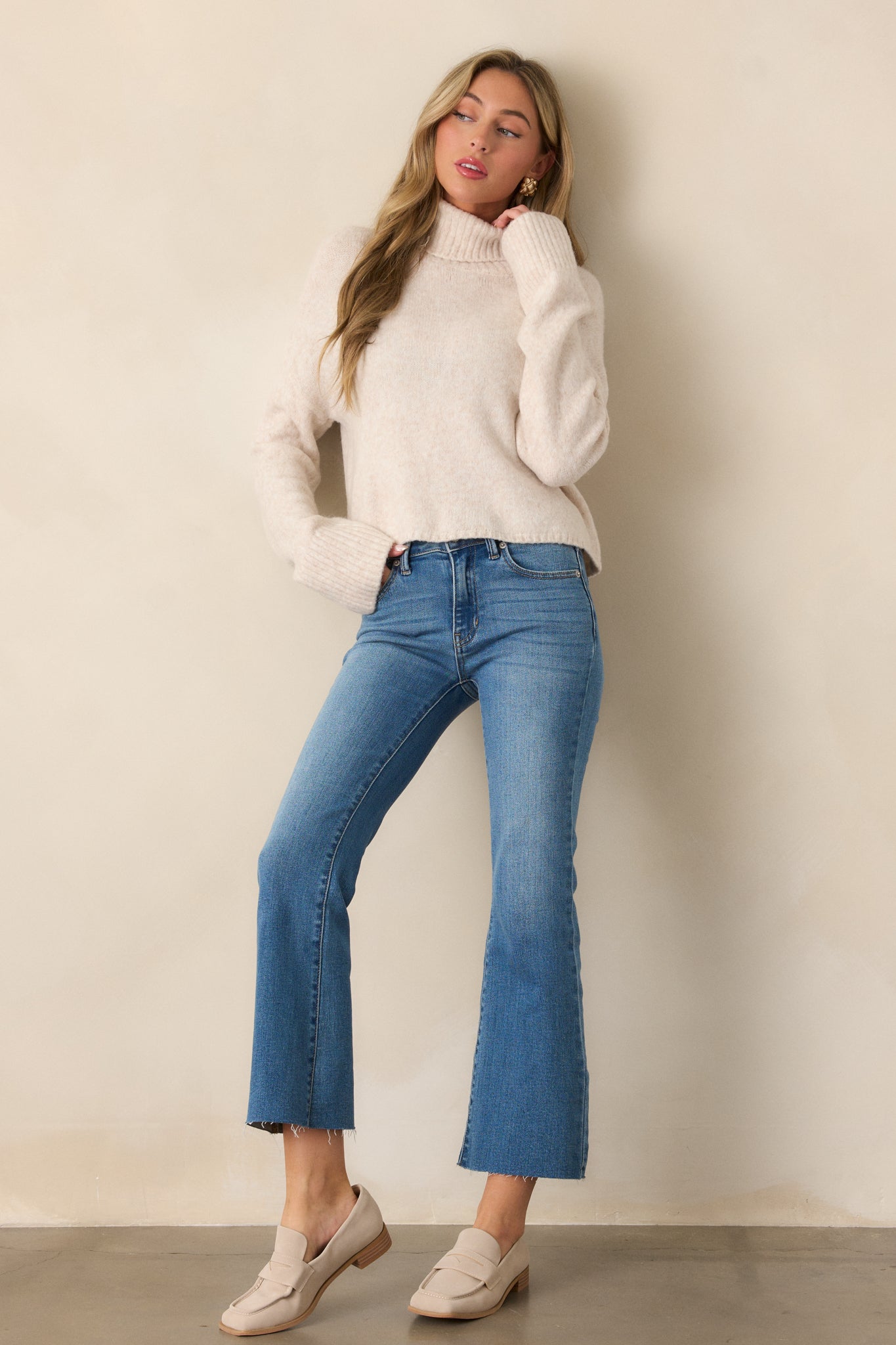 Back And Forth Medium Wash Cropped Flare Jeans