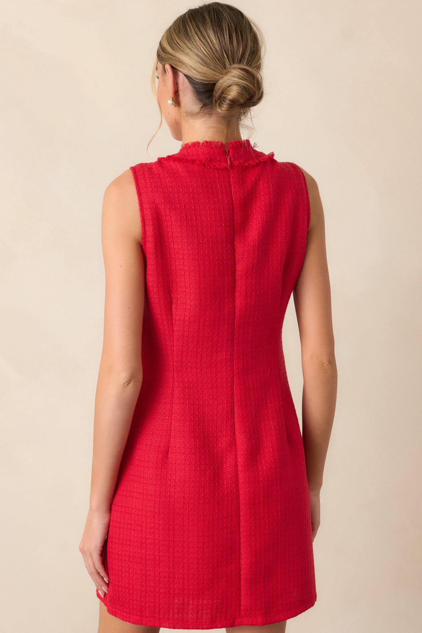 Here For It Red Tweed Mini Dress