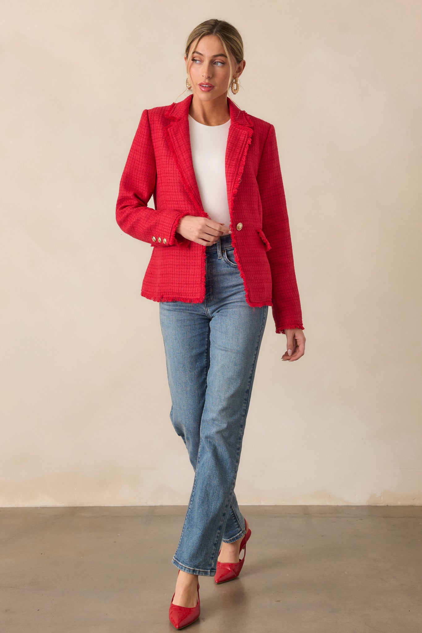 Made For This Red Tweed Blazer