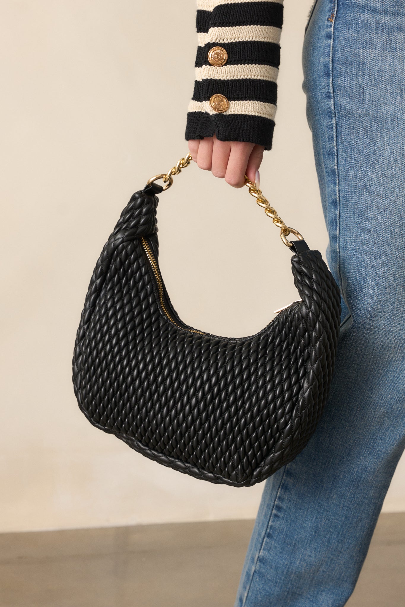 Streak Of Destiny Black Faux Leather Handbag