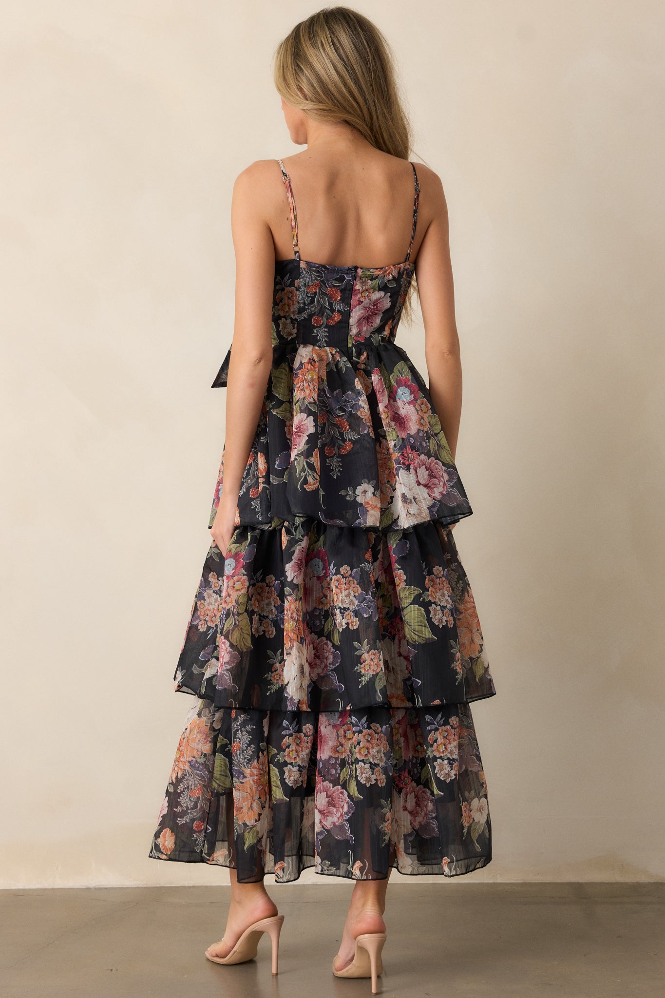 Wishing You Well Navy Floral Tiered Midi Dress