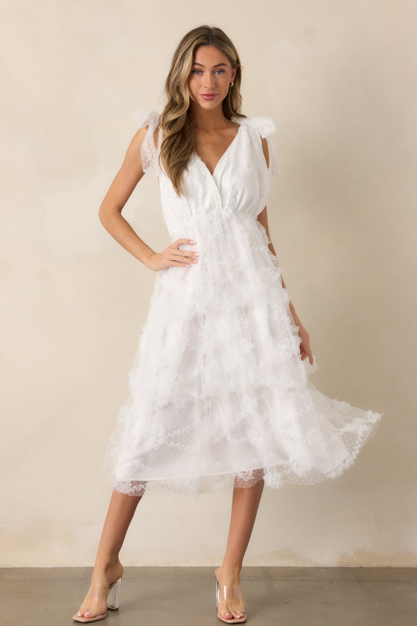 Stolen Glances White Midi Dress