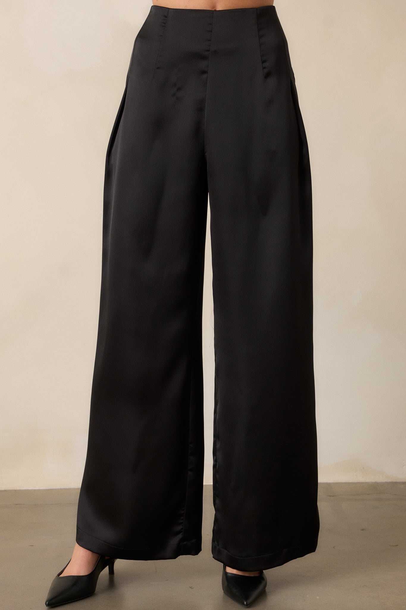 Gotta Love It Black Satin Wide Leg Pants