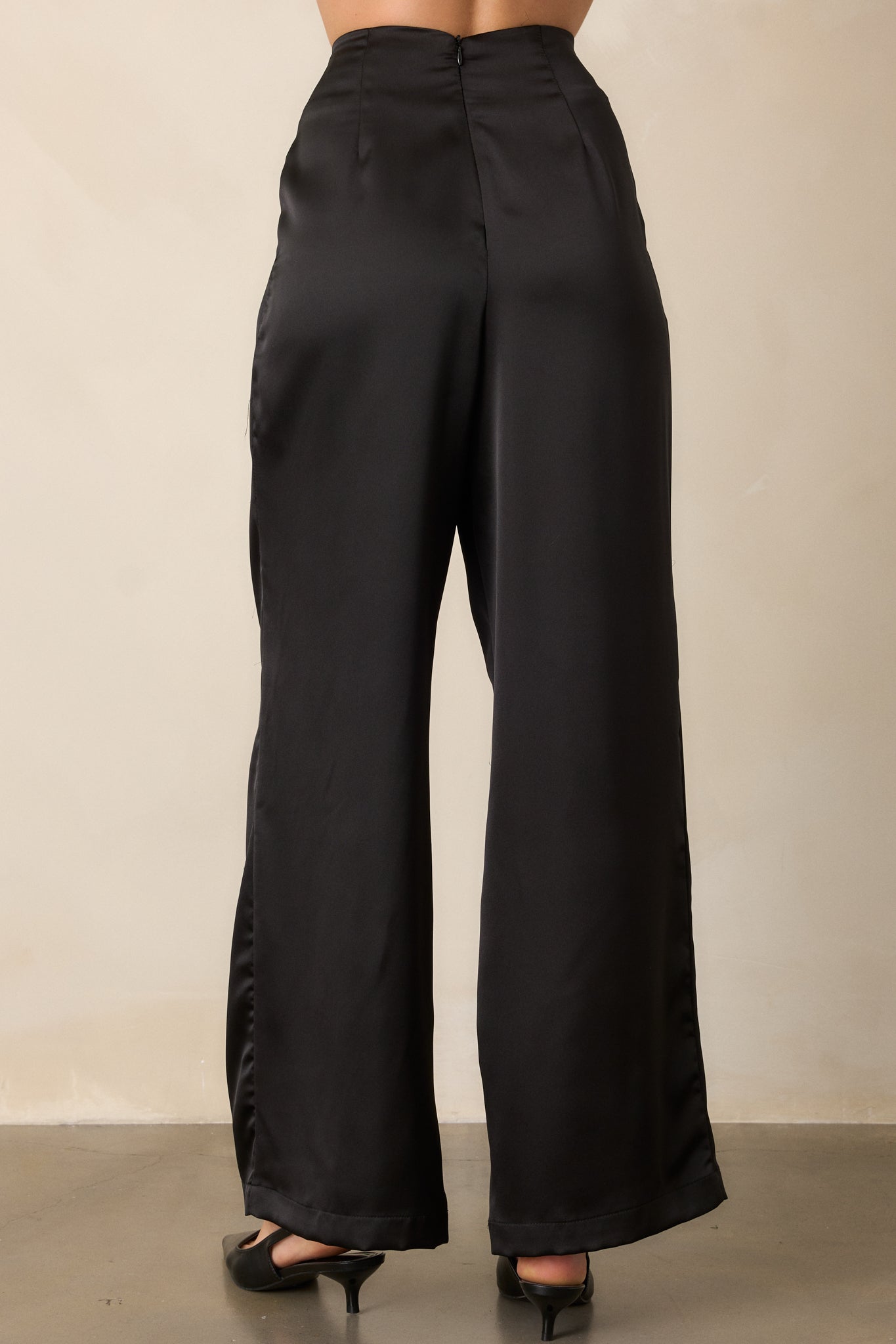 Gotta Love It Black Satin Wide Leg Pants