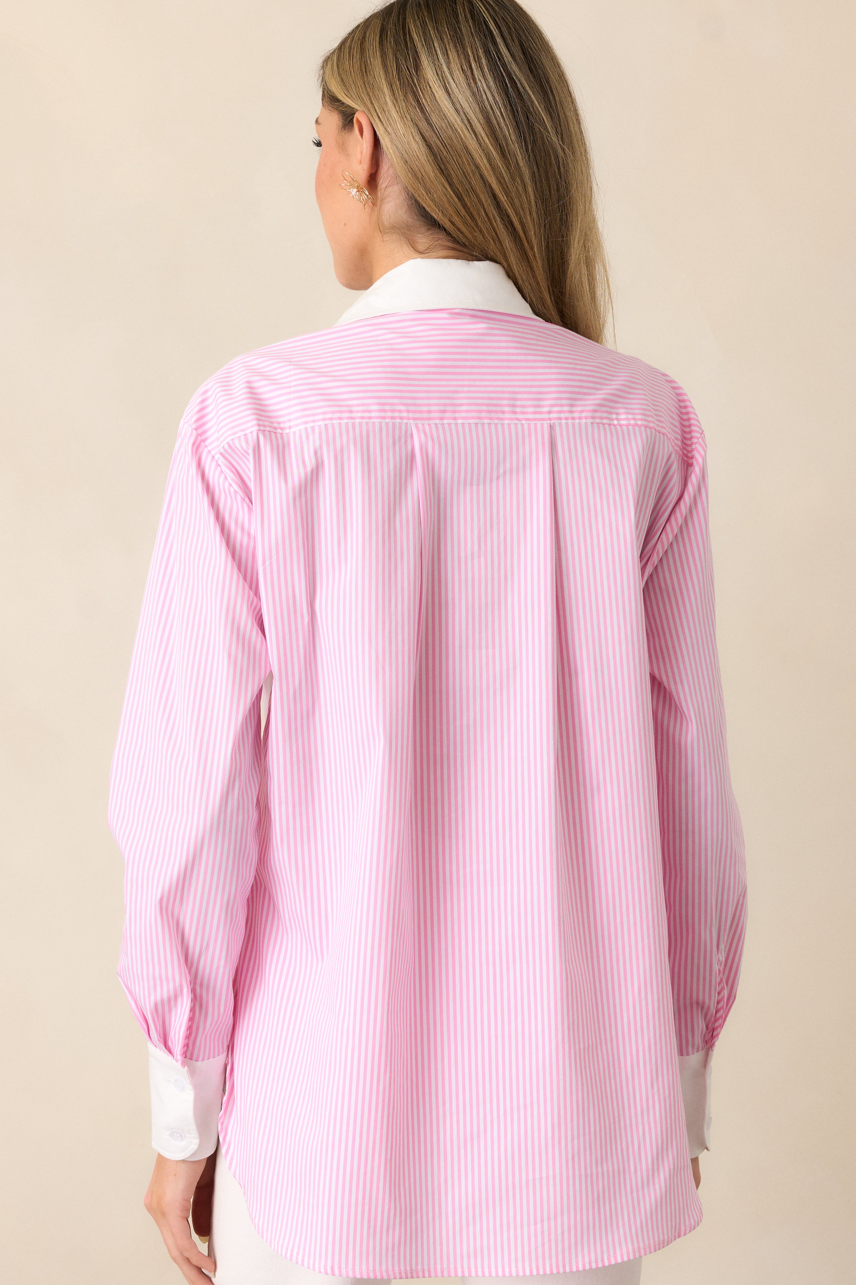 Keep It Casual Pink Stripe Button Front Top