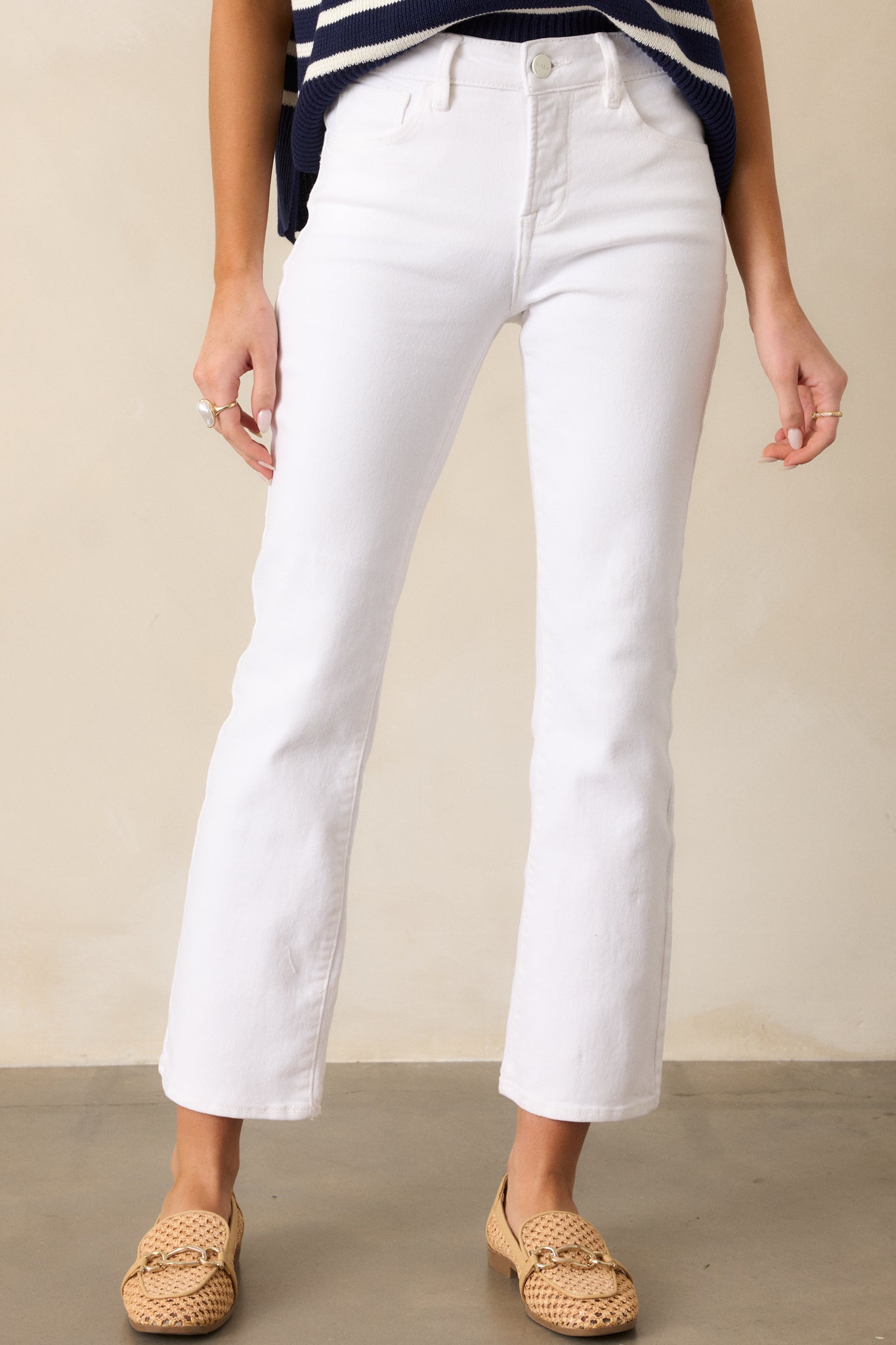 Over You Again White High Waisted Straight Leg Jeans