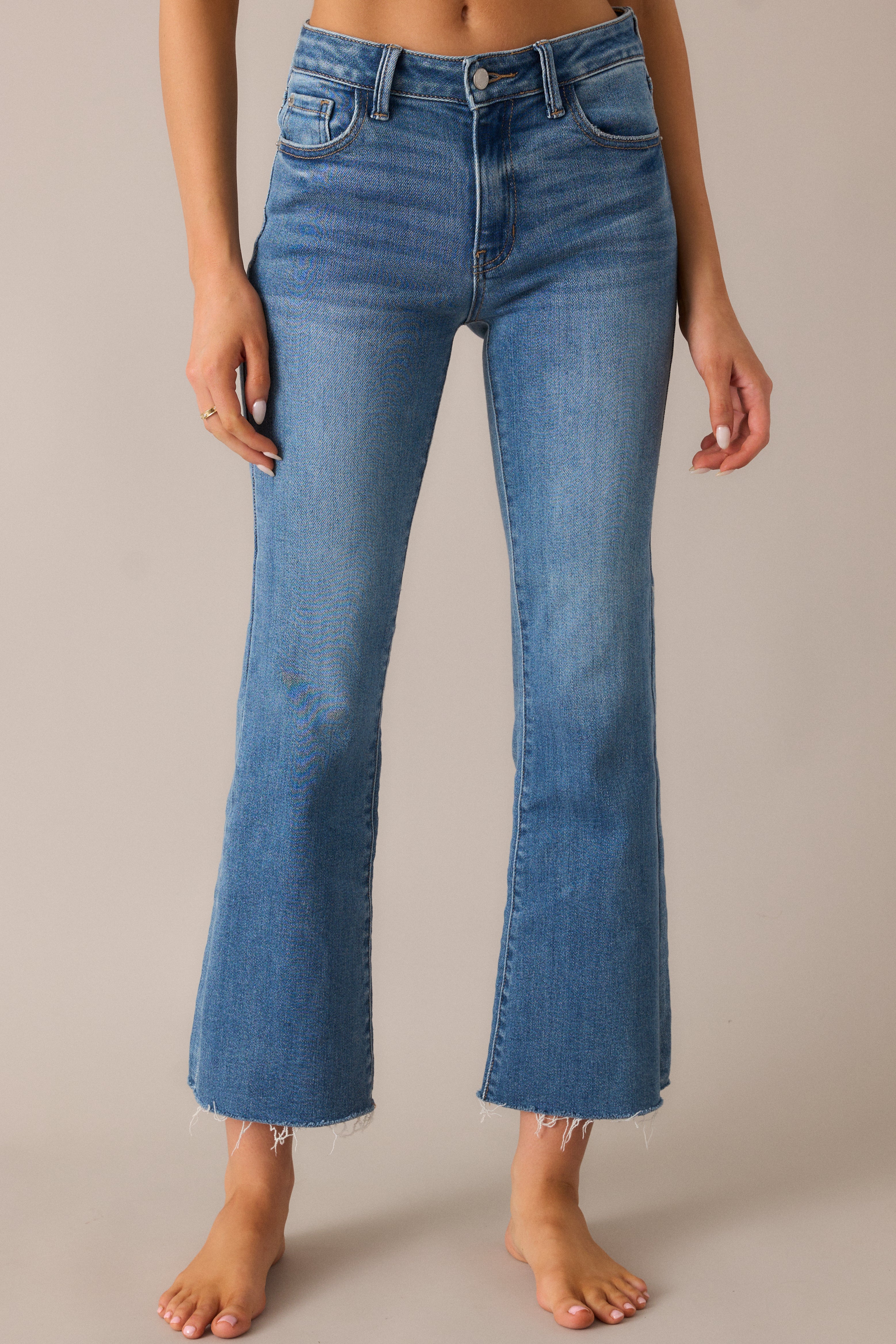 MakeMeChic Women's Low Waisted Stretch Flare Jeans Bootcut Denim Pants Blue  XS at Amazon Women's Jeans store