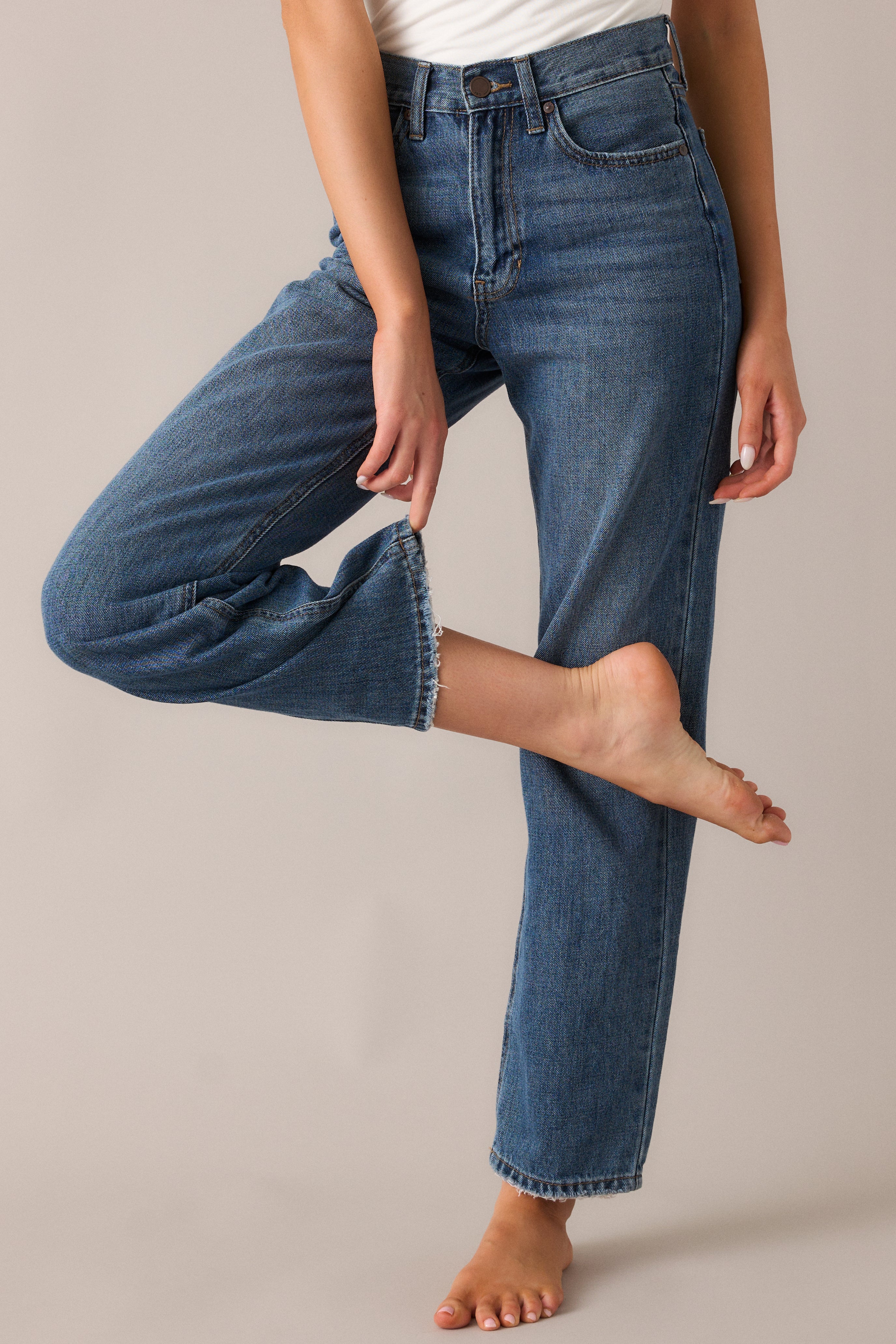 Time To Evolve Medium Wash Classic Straight Leg Jeans