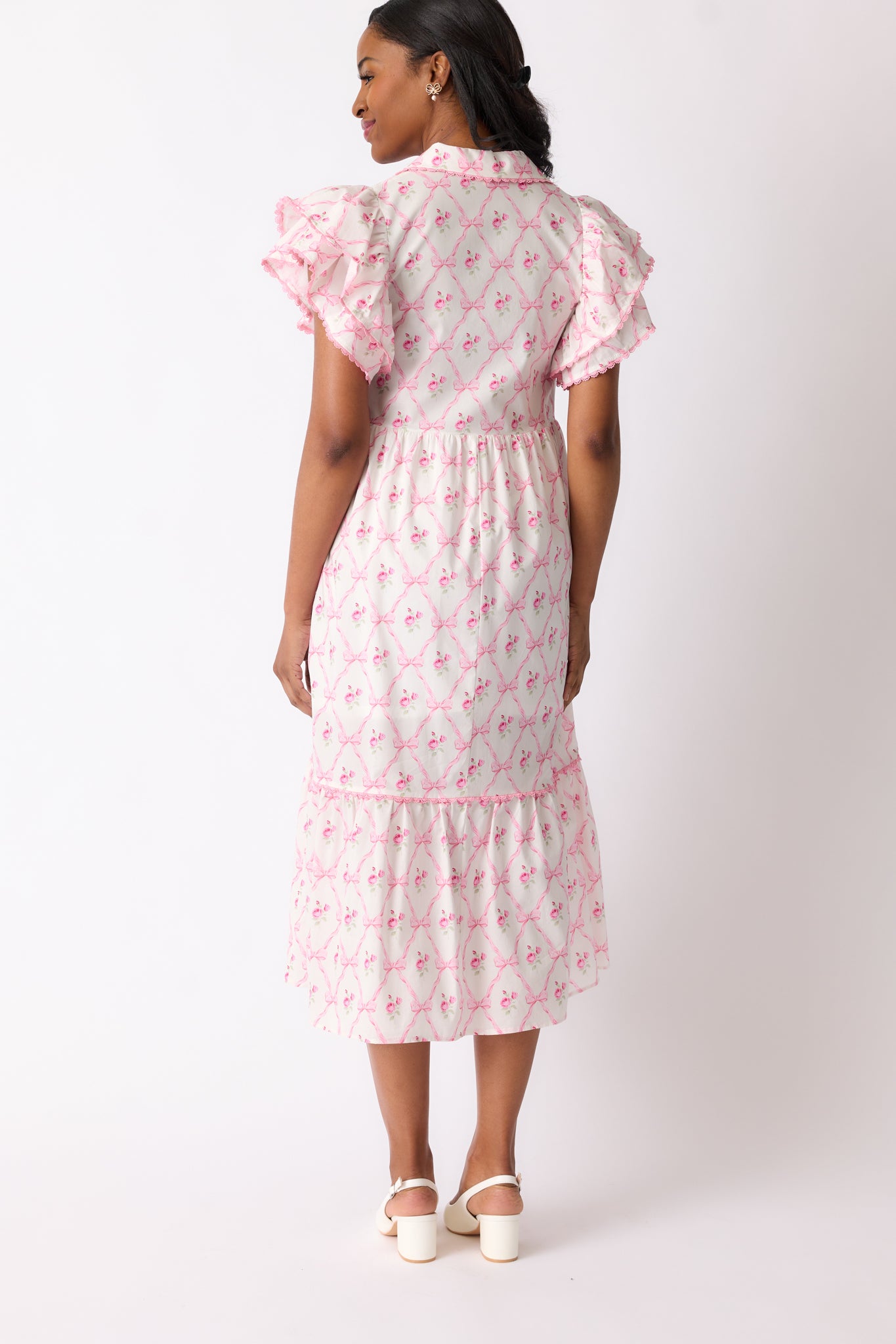 Brunch & Beyond Cotton Light Pink Floral Midi Dress